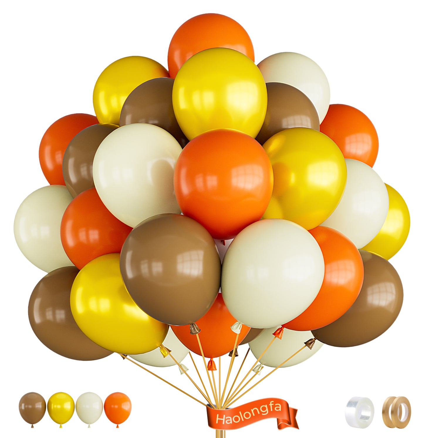 Haolongfa Brown Orange Neutral Balloons,12 Inch 60Pcs Fall Thanksgiving Balloons Orange,Coffee Brown,White Sand,Pearl Gold,Boho Balloons for Thanksgiving Party Decorations,Baby Shower,Birthday
