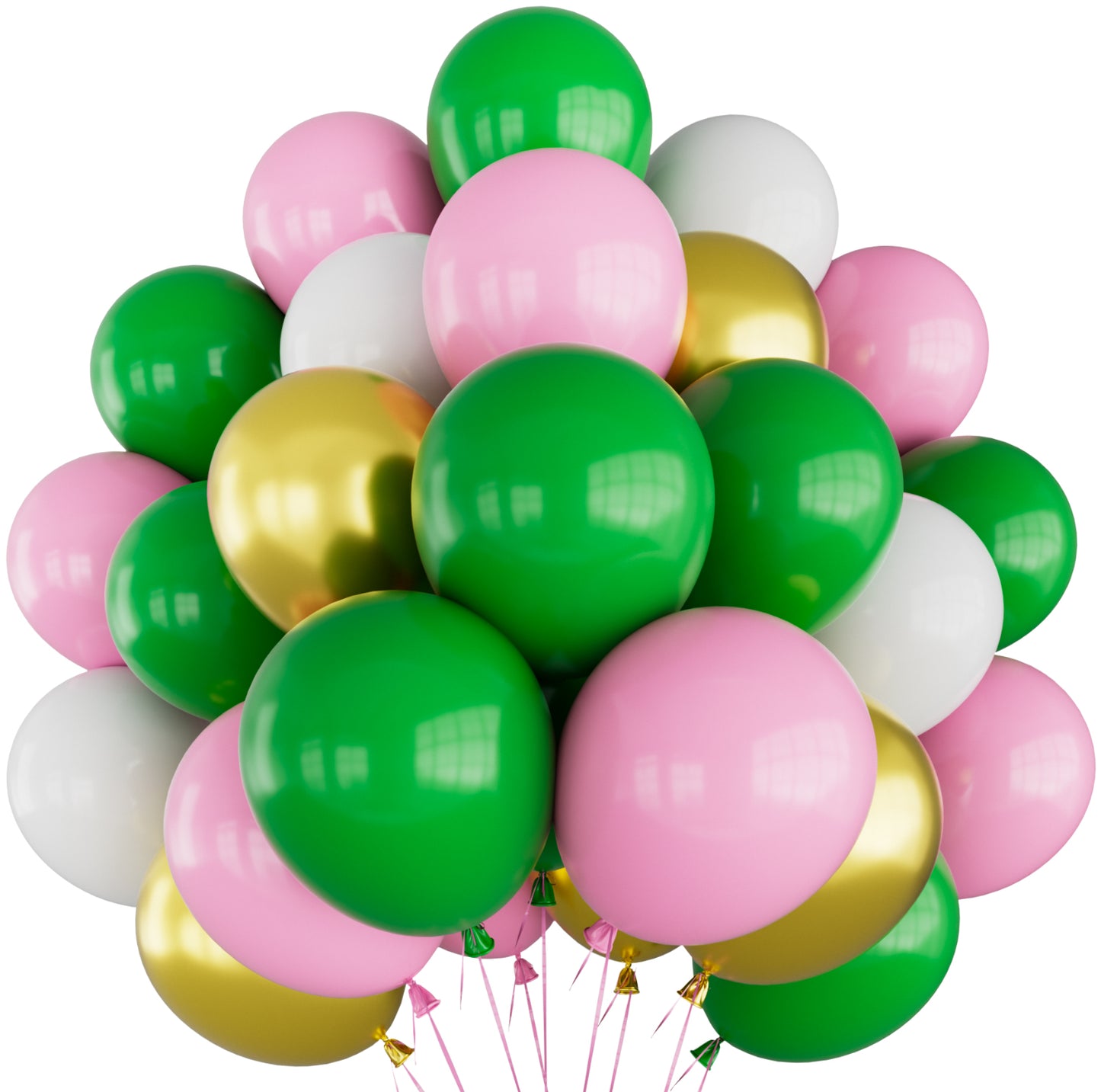 Haolongfa Christmas Balloons,12 Inch Christmas Pink and Green Balloons,New Year,Xmas Balloons with White Gold Balloons,Christmas Balloons for Christmas Party Decorations,Birthday-50PCS