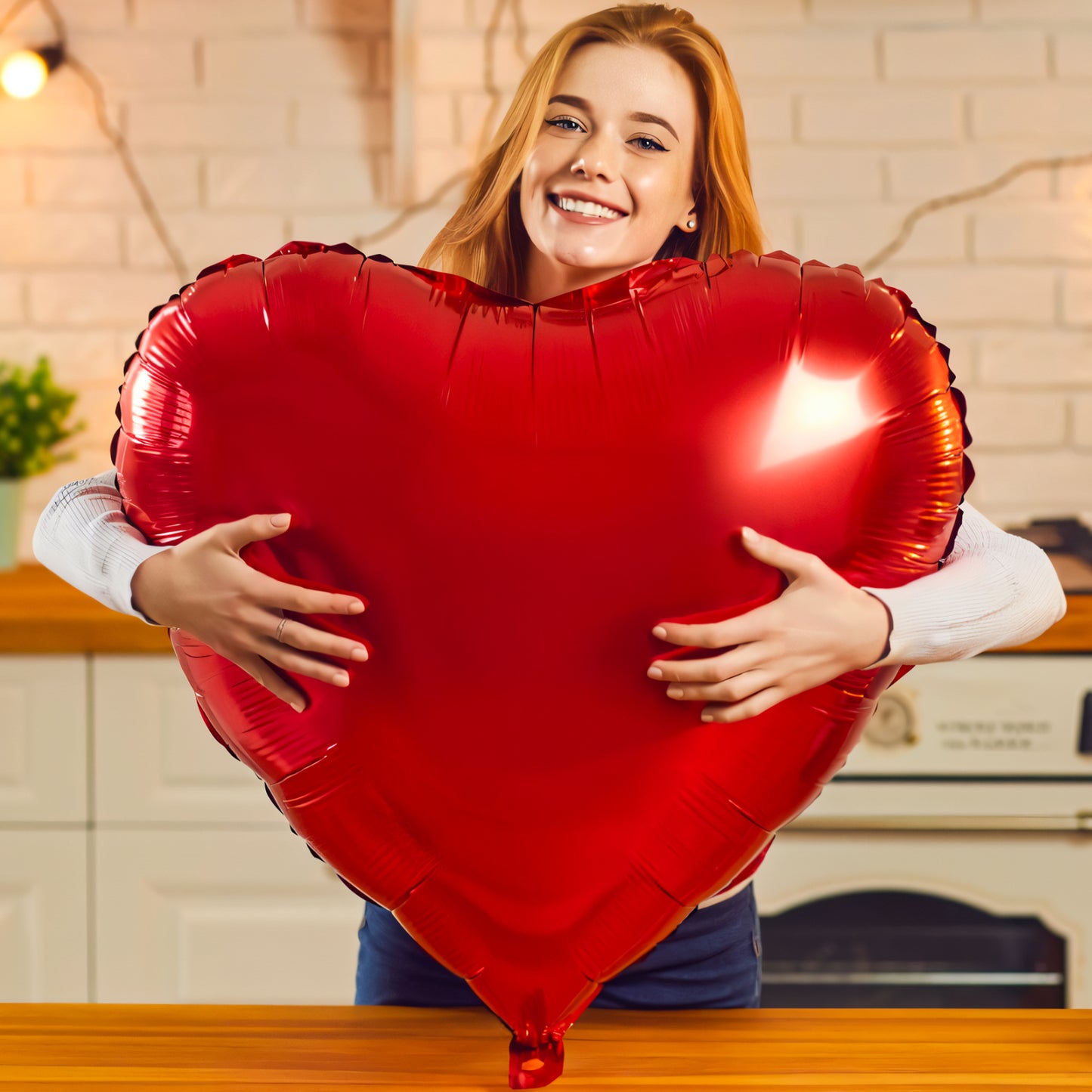 Haolongfa 32 Inch Red Heart Balloons, 4 Pcs Valentines Balloons, Large Red Heart Foil Balloons, Romantic Heart Shaped Balloons, Mylar Balloons for Valentine's Day Wedding Engagement Party Decorations