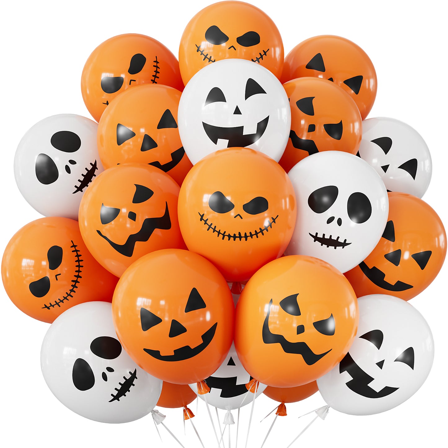 Halloween Balloons, 12 Inch Ghost Balloon, 50 Pcs Orange and White Spooky Pumpkin Latex Balloons for Halloween Party Decorations, Birthday, Spooky Backdrop, Indoor Outdoor Supplies