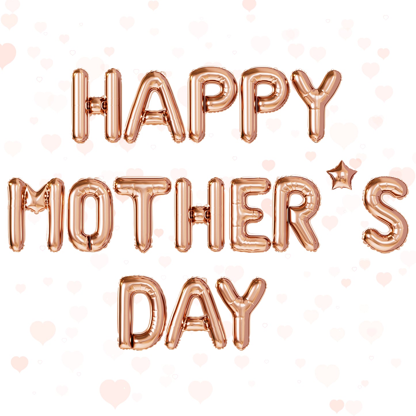 Happy Mothers Day Balloons Banner, Rose Gold Mothers Day Foil Balloons, 16 Inch Happy Mother's Day Letter Balloon with Star, Mylar Balloon for Mother's Party Supplies, Gifts for Mom