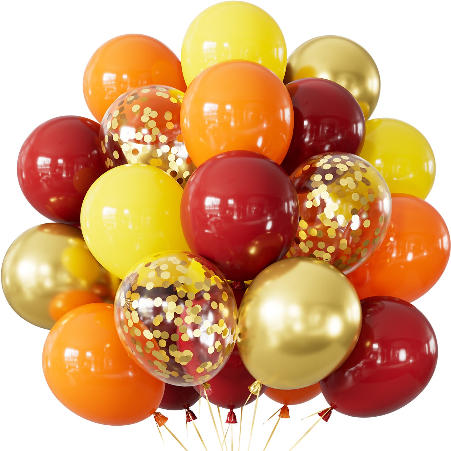 Fall Balloons, 50Pcs 12 In Thanksgiving Balloons in Burgundy Gold Orange Yellow Confetti, Autumn Latex Balloons for Family Dinner, Harvest Festival, Fall Party & Thanksgiving Decorations