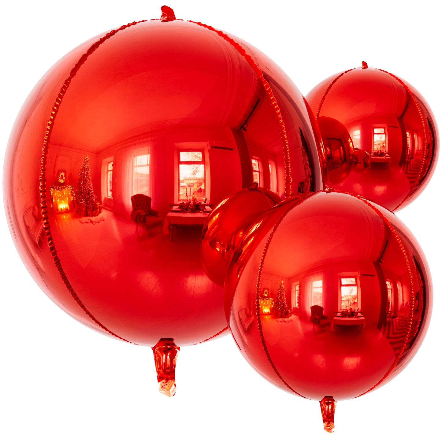 Haolongfa 14PCS Red Foil Balloons Set - 22/18/10 Inch 4D Round Metallic Red Mylar Balloons for Birthdays, Weddings, Valentines, Graduation Party Decorations
