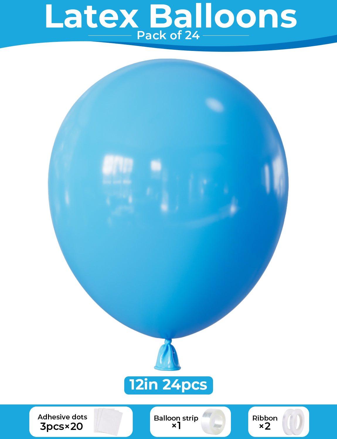 Light Blue Balloons 12 Inch – 24pcs Pastel Blue Latex Balloons for Baby Shower, Ocean Theme Party, Birthday, DIY Party Decor,Perfect for Small Gatherings, Dorms, Budget Events