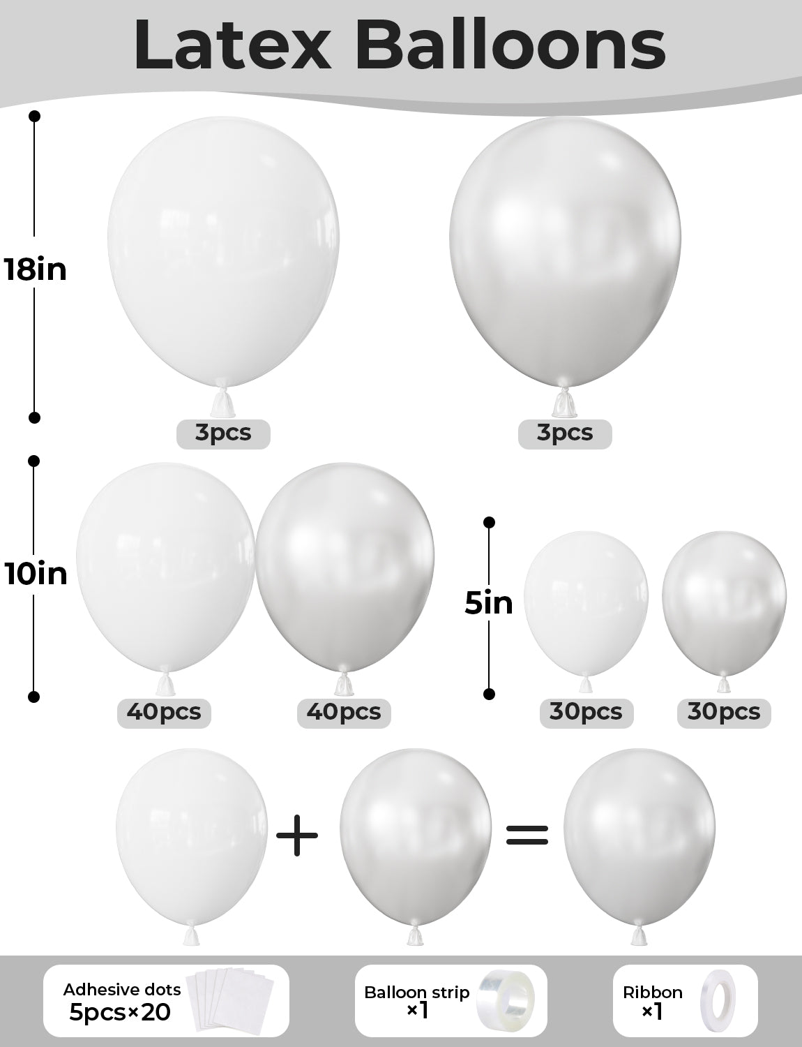 Pearl White Balloon Garland Arch Kit, 146 Pcs Double Stuffed White and Pearl Balloons in 18 10 5 Inch, Elegant Wedding Balloon Arch for Bridal Shower, Engagement, Wedding Backdrop Party Decorations