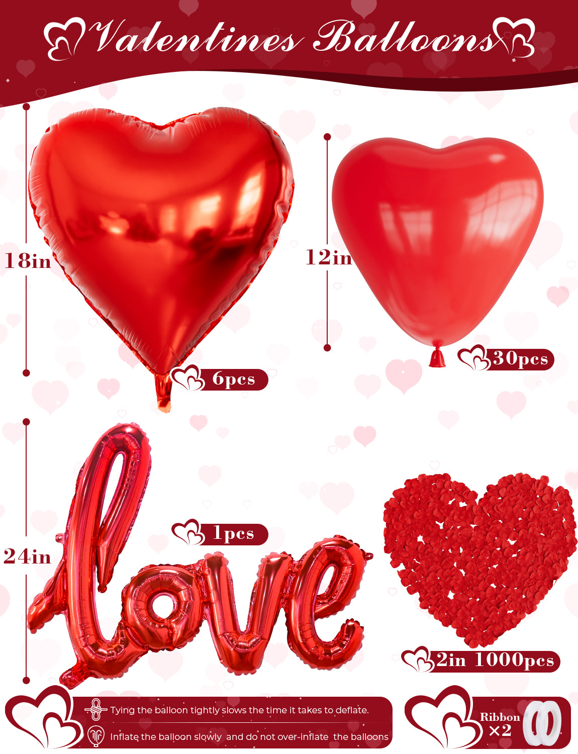 Haolongfa Valentine Day Balloons Kit, I Love You Balloons and Love-Bear Red Heart Balloons with 1000 Pcs Red Silk Rose Petals, Love Balloons for Valentines Day Room Decorations Anniversary Proposal