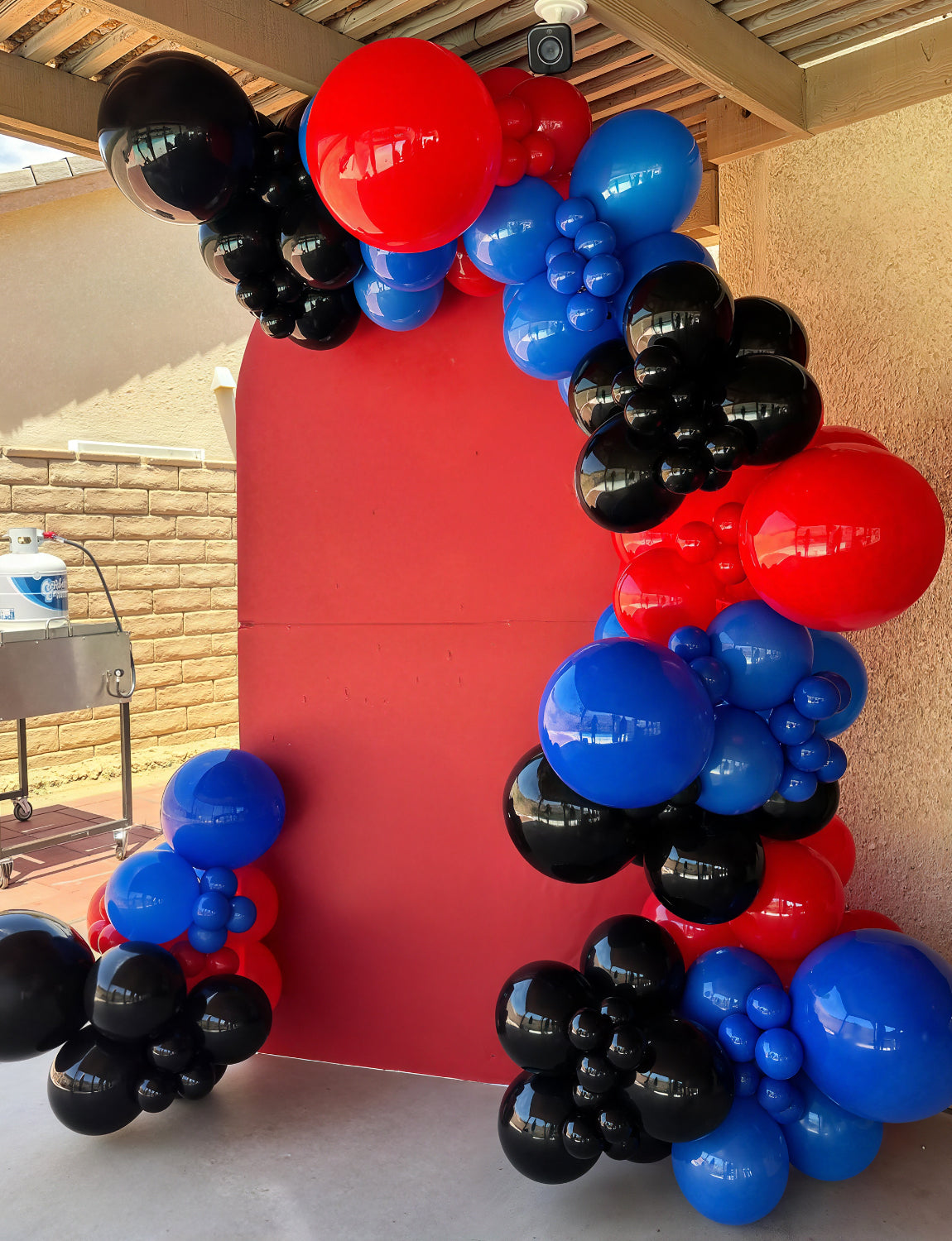Black Red and Blue Balloons Arch Garland Kit, 106pcs Spider Theme Balloon Arch Kit with Starburst Foil Balloons, Hero-Themed Party Decorations and Birthday Backdrop for Boys