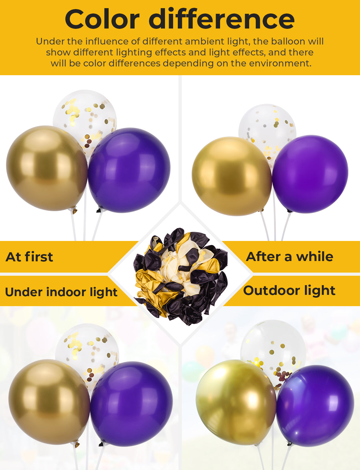Haolongfa Purple Balloons,12 Inch 60pcs Purple and Gold balloons with Gold Confetti Balloons,Metallic Purple Balloons for Birthday Baby Shower Graduation Wedding Festival Ceremony Decorations