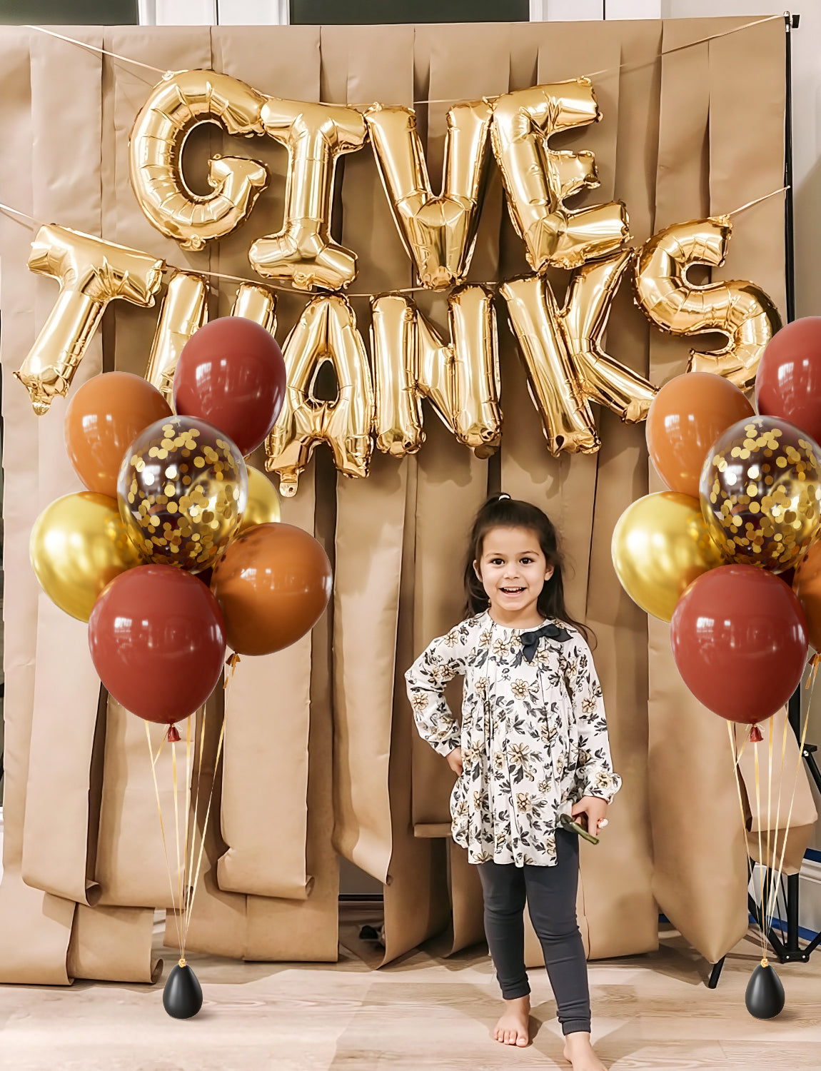 Fall Balloons, 50Pcs 12 In Thanksgiving Balloons in Coco Brown Gold Confetti, Autumn Latex Balloons for Family Dinner, Harvest Festival, Fall Party & Thanksgiving Decorations
