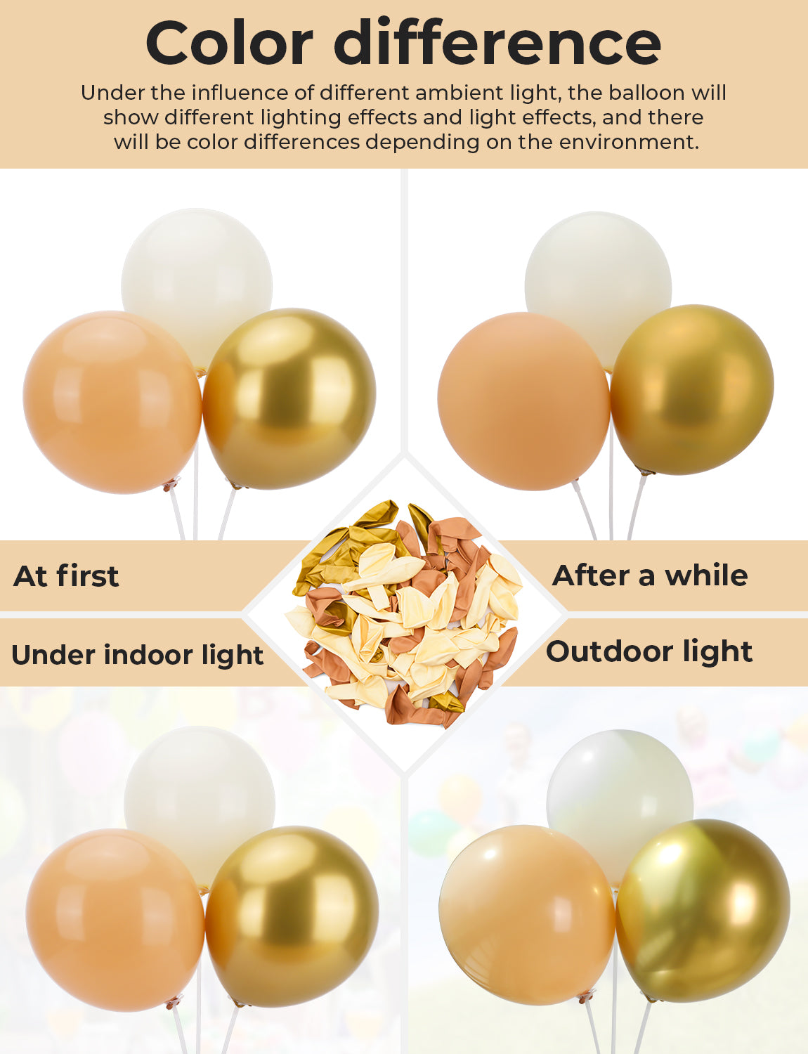 Haolongfa White Sand Gold Balloons,12 Inch 60pcs Beige Nude Balloons with Gold Latex Balloons,Nude Beige Cream Neutral Balloons for Graduation Birthday Boho Baby Shower Mother's Day Wedding