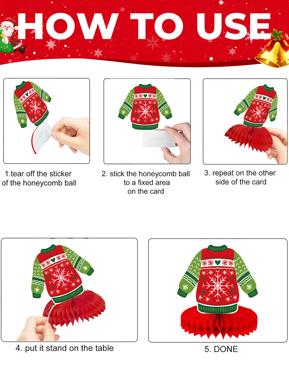 Christmas Ugly Sweater Party Table Decorations, 9 Pcs Ugly Sweater Honeycomb Centerpieces, 3D Funny Holiday Table Topper for Christmas Party Supplies, Winter Home & Office Decor
