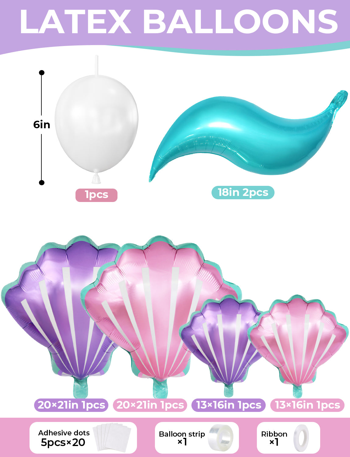 Mermaid Balloon Garland Arch Kit, 157 Pcs Pastel Pink Purple Blue Balloons
