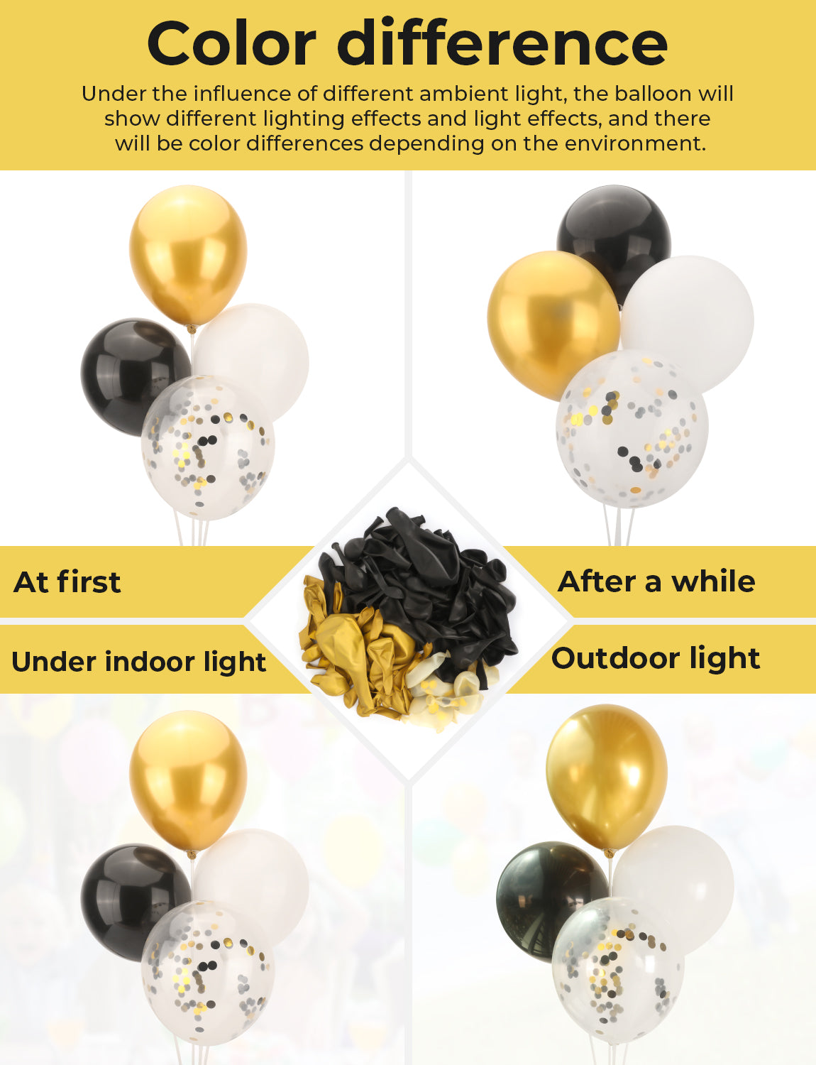 Haolongfa 12 Inch Black and Gold Balloons,60pcs Black White and Gold Confetti Balloons,Black and Gold Latex Balloons for Graduation Birthday Baby Shower Wedding Party Decorations
