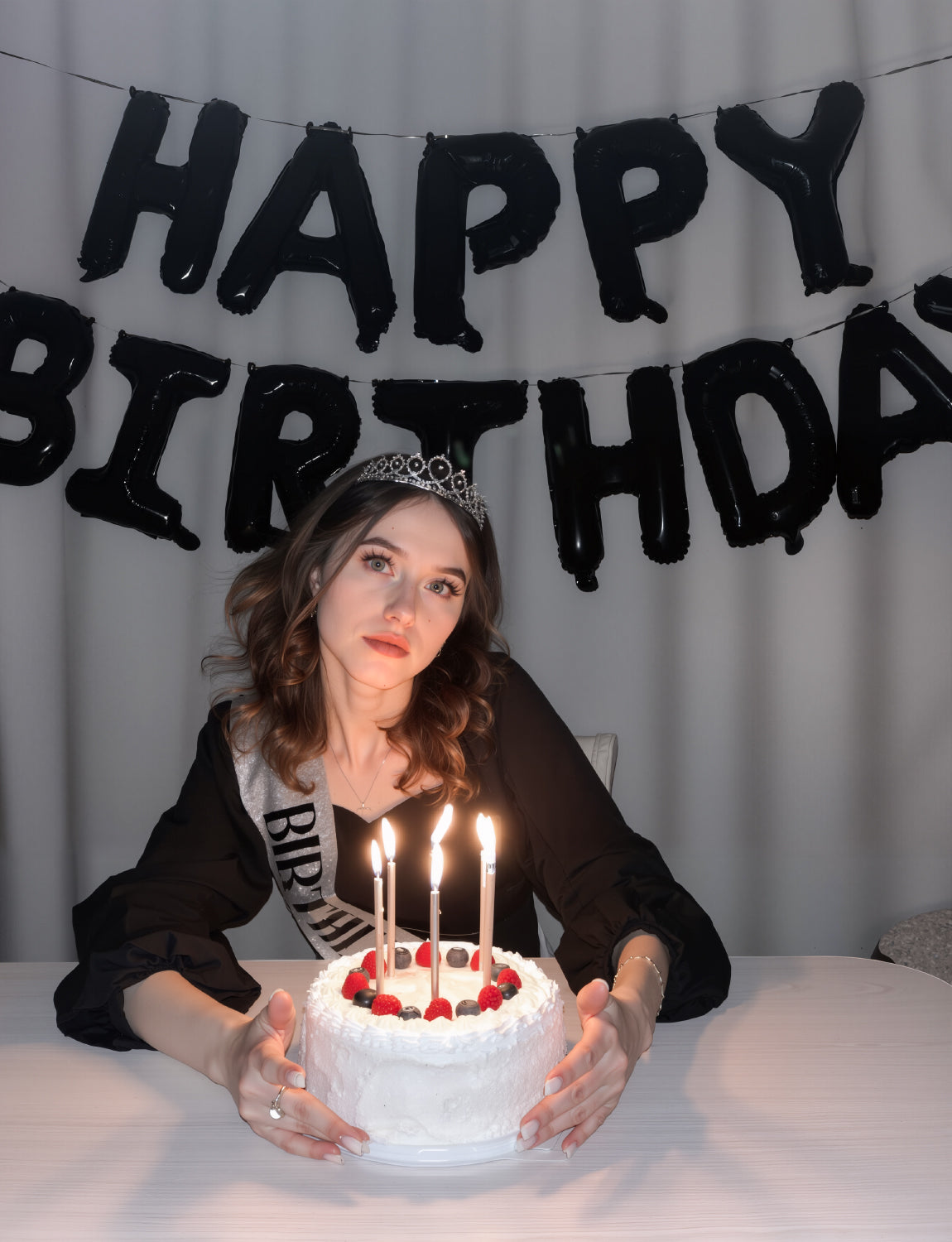 Haolongfa Happy Birthday Balloon Banner, 16 Inch Black Happy Birthday Banner Foil Balloons, Black Hbd Balloons Letter Mylar Balloon, Birthday Sign Party Decorations for Women Men Boys Girls