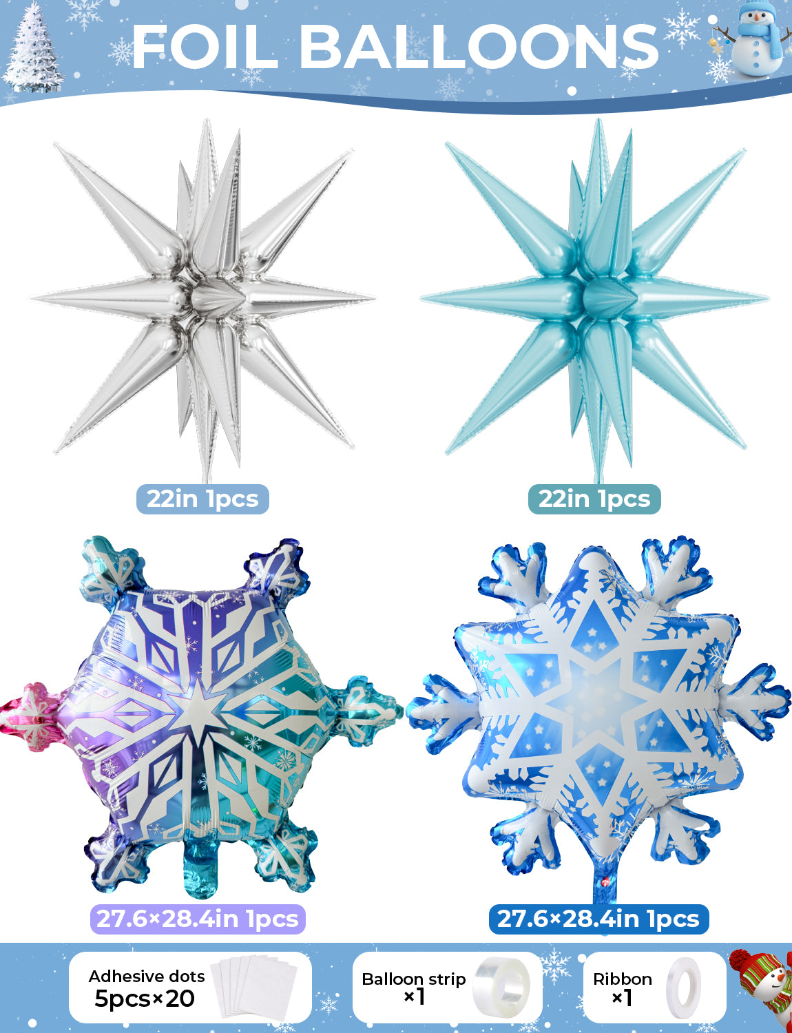 Snowflake Balloon Garland Arch Kit, 144 Pcs Purple Blue Silver White Balloons With Foil Snowflake Star Balloons, for Winter Wonderland, Princess Birthday, Baby Shower, Christmas Decor