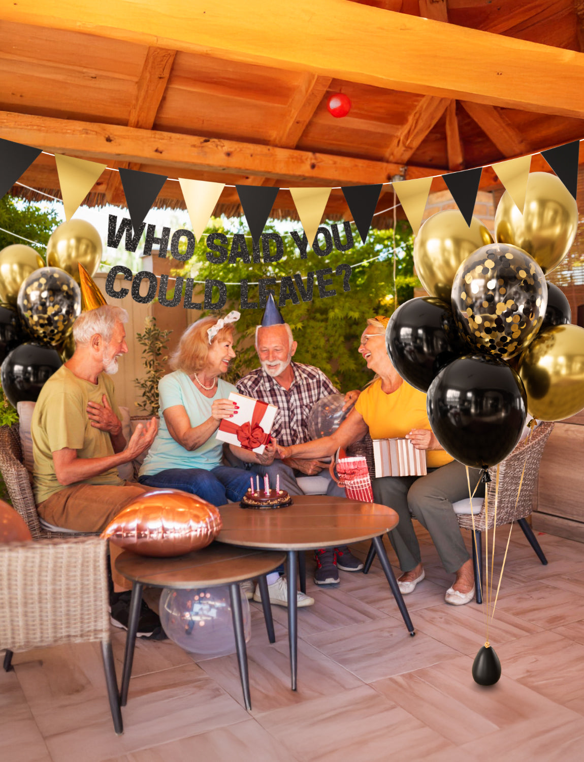 Farewell Party Decorations - Who Said You Could Leave Banner, Black and Gold Balloons, Funny Going Away Retirement Party Decorations for Men Women, Coworker Goodbye Party Supplies