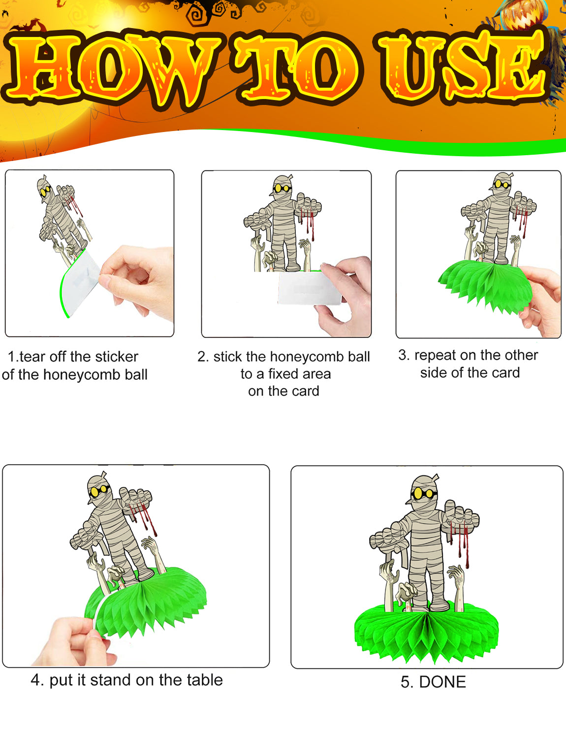 Halloween Table Decorations – 9Pcs Honeycomb Centerpieces for Table Featuring Pumpkin, Ghost, Cat, Castle, Tombstone,Spooky Decor for Kids Birthday and Halloween Party