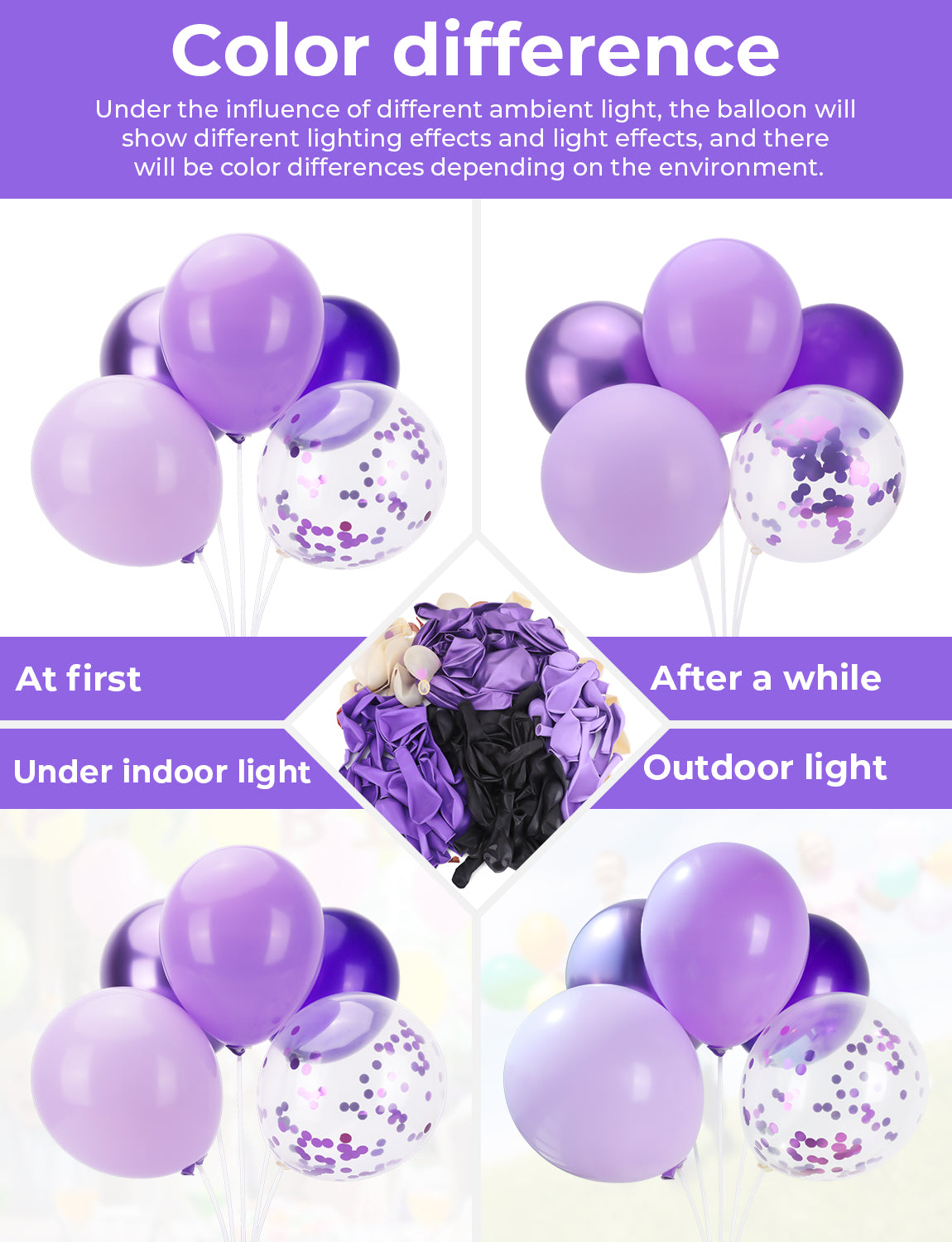 Haolongfa Purple Balloon Arch Kit, 132pcs Lavender Lilac Balloons Different Sizes 18/12/10/5 Inch, Pastel Purple Balloons for Mother's Day Graduation Birthday Baby Shower Wedding Party Decorations