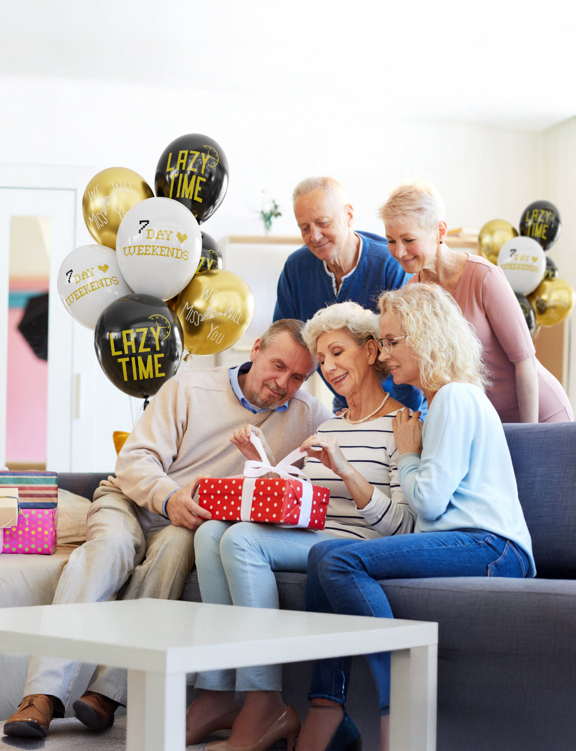 Haolongfa Happy Retirement Balloons - 12Inch Black Gold White Balloons, Funny Retirement Party Decorations for Men and Women, Farewell, Resignation Party, Coworker Goodbye, Family Send-Off
