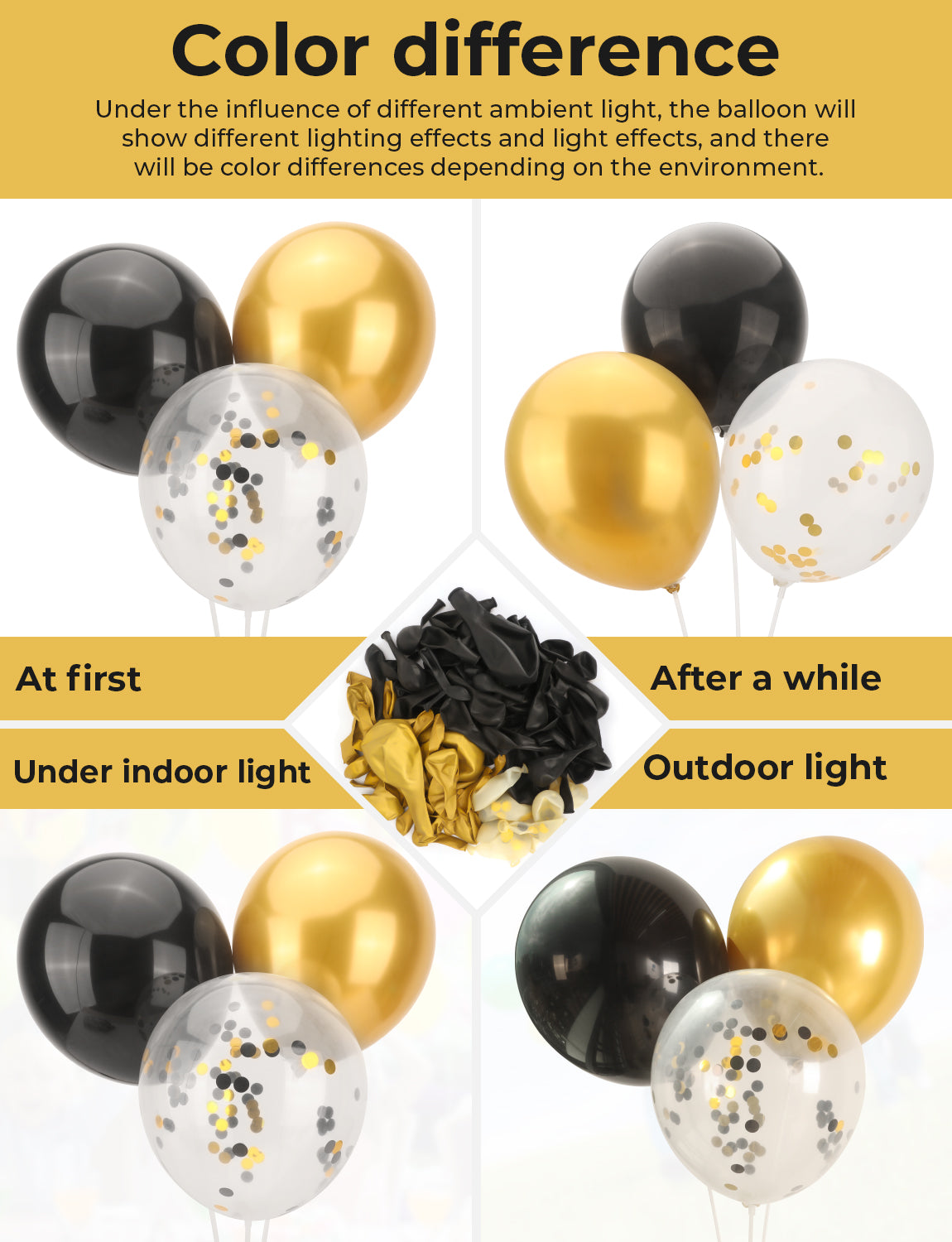 Haolongfa Black and Gold Balloons Garland Arch Kit,129pcs 18/12/10/5 Inch Black Gold Confetti Latex Balloons for Graduation Birthday father's day balloons Anniversary Wedding Party