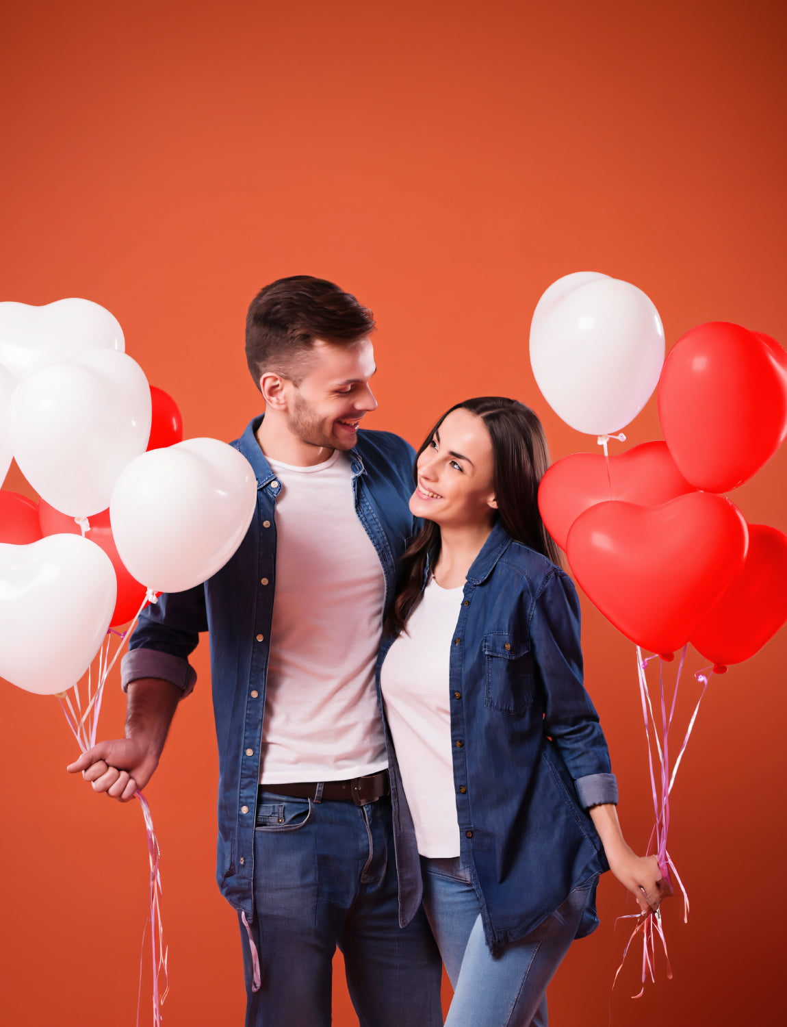Haolongfa Valentines Balloons, 50Pcs Heart Shaped Balloons, 12 Inch Heart Balloons Latex Balloons, Romantic White and Red Heart Balloons, for Propose Marriage, Wedding Party, Valentines Day Decoration