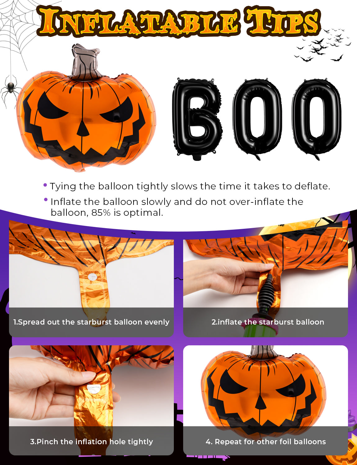 Haolongfa Halloween Balloons Garland Arch Kit,126pcs DIY Halloween Party Balloons With Black,Orange,Purple,Fruit Green,Confetti,Balloons,Boo Foil,Spider,Pumpkin Balloons for Halloween Party Decorations Indoor