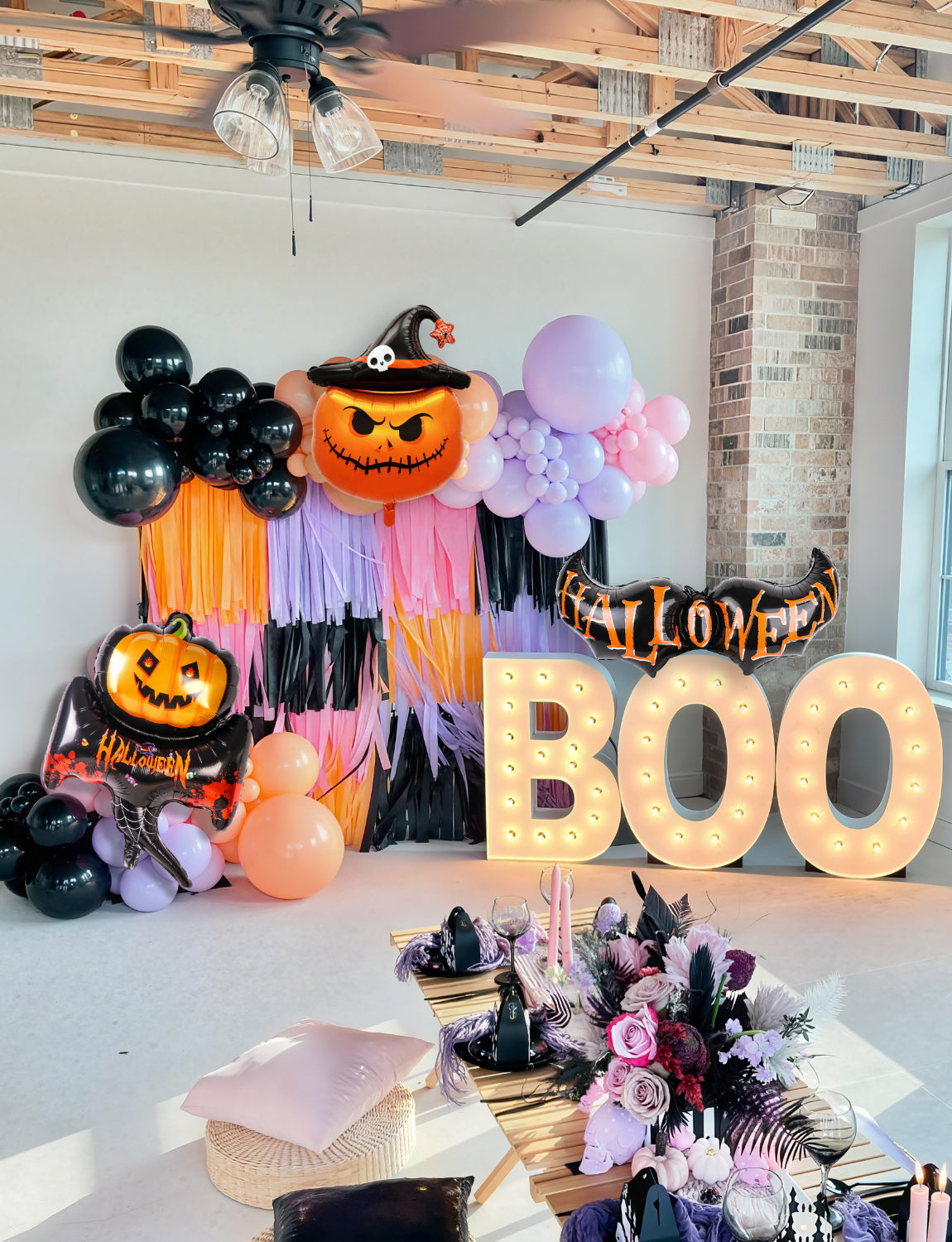Halloween Balloon Garland Arch Kit, 113PCS Purple Black Latex Balloons with Bobo Balloon, Pumpkin Bat Ghost Foil Balloons and PVC Bat for Halloween Birthday Party Decorations Indoor Outdoor