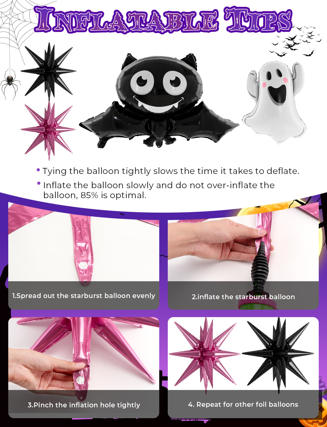 Haolongfa Pink Black Silver Halloween Balloons Garland Arch Kit,130pcs Halloween Balloons With Starburst,Ghost,Bat Foil Balloons for Girl,Birthday,Baby Shower,Spooky One,Halloween Party Decorations