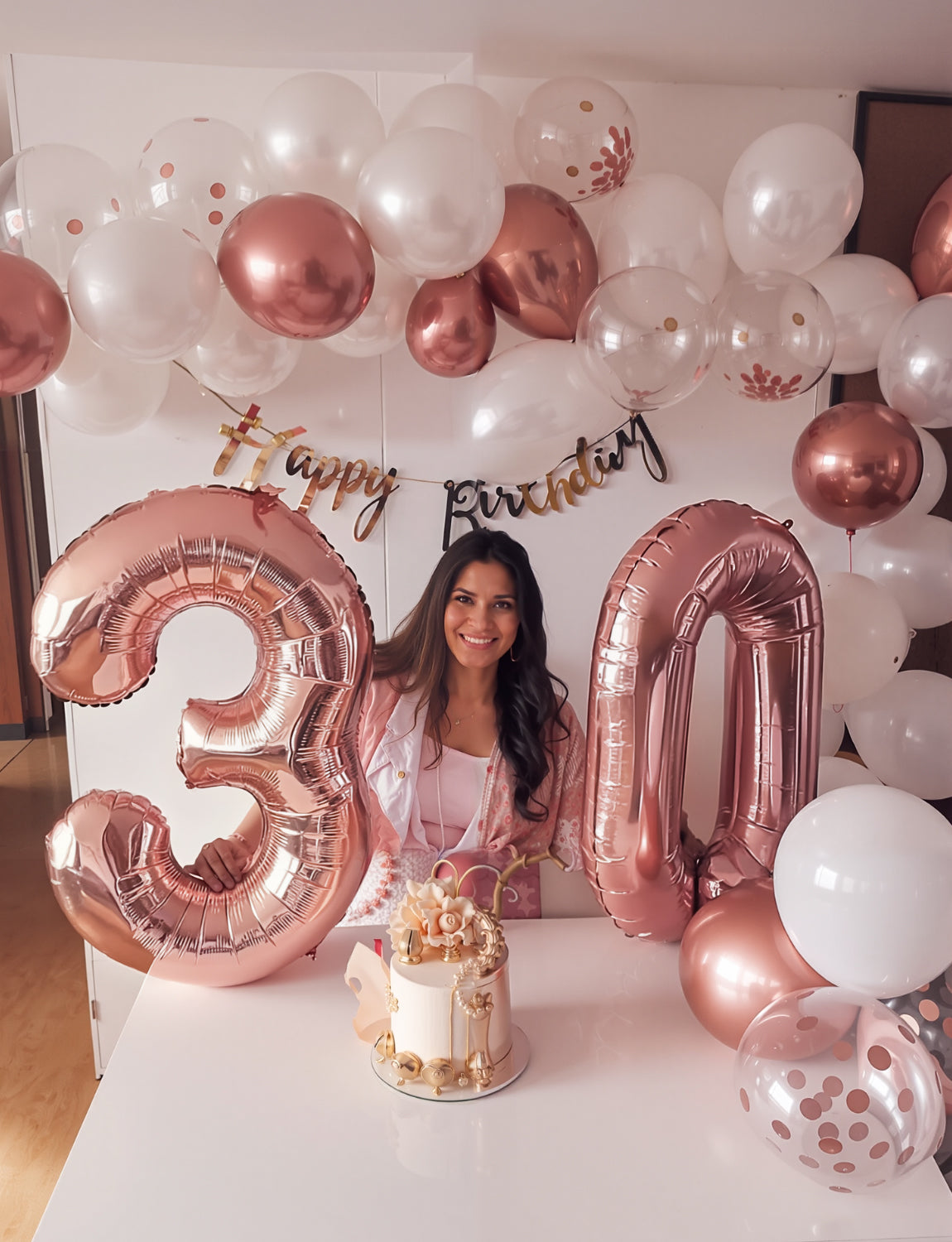 Rose Gold Balloon Garland Arch Kit, Metallic Rose Gold Pearl White and Glitter Confetti Balloons, Rose Gold Party Decor for Wedding Backdrop, Birthday, Baby Shower, Photo Booth, Retirement Party Decro