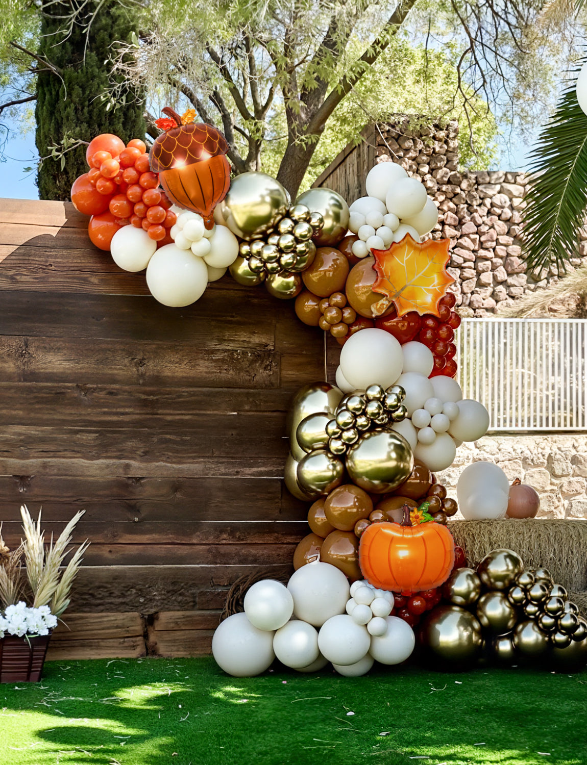 Fall Thanksgiving Balloons Garland Arch Kit, 146Pcs Sand Coffee Burnt Orange and Gold Balloons with Foil Pumpkin Balloon for Little Pumpkin Baby Shower, Harvest, Birthday, Fall Thanksgiving Decor