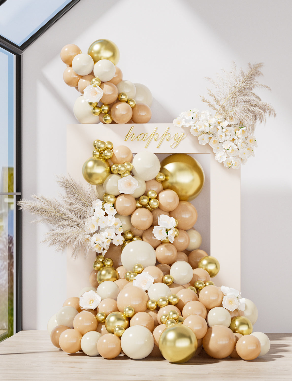 Haolongfa White Sand Gold Balloons,12 Inch 60pcs Beige Nude Balloons with Gold Latex Balloons,Nude Beige Cream Neutral Balloons for Graduation Birthday Boho Baby Shower Mother's Day Wedding