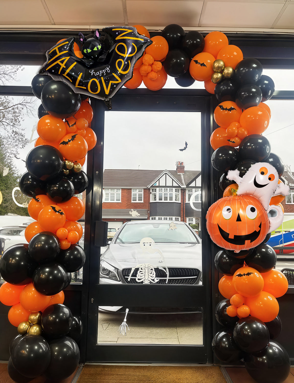 Halloween Balloon Garland Arch Kit, 122 Pcs Orange and Black Printed Latex Balloons with Pumpkin Bat Foil Balloons for Halloween Birthday Party Decor Indoor Outdoor