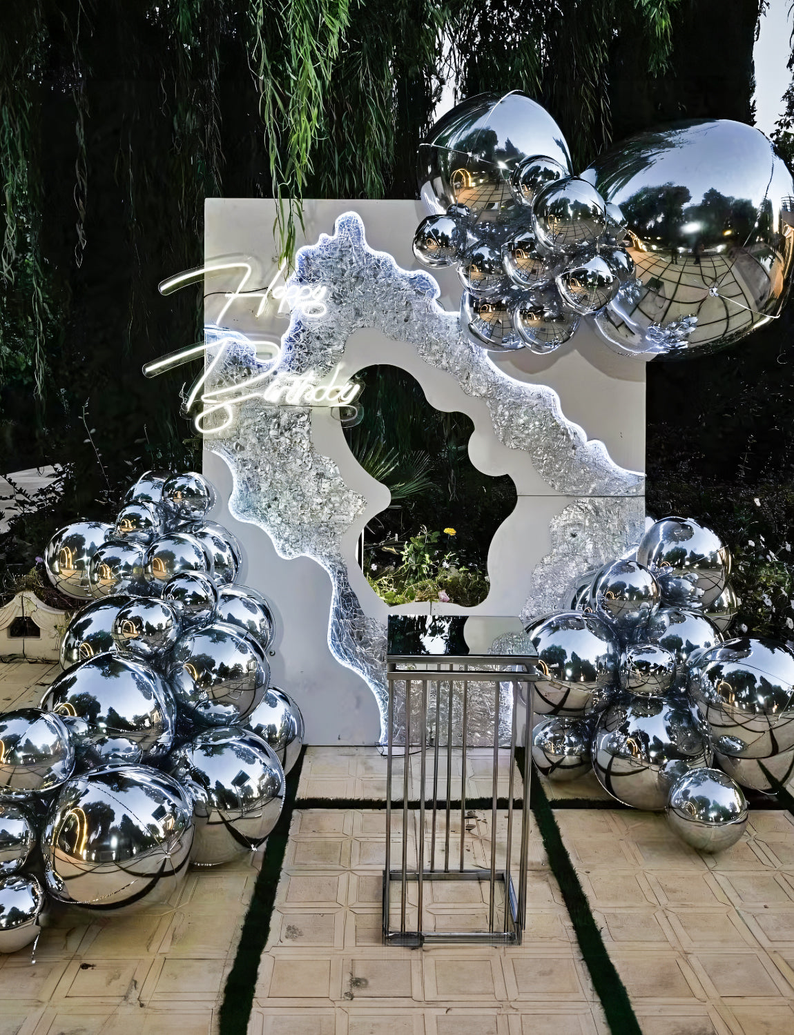 Haolongfa Silver Foil Balloons, 22/18/10 Inch 4D Round Mylar Balloons Set, Large Metallic Silver Balloons Different Sizes,Chrome Balloons Helium Balloons, for New Year Eve, Wedding Anniversary