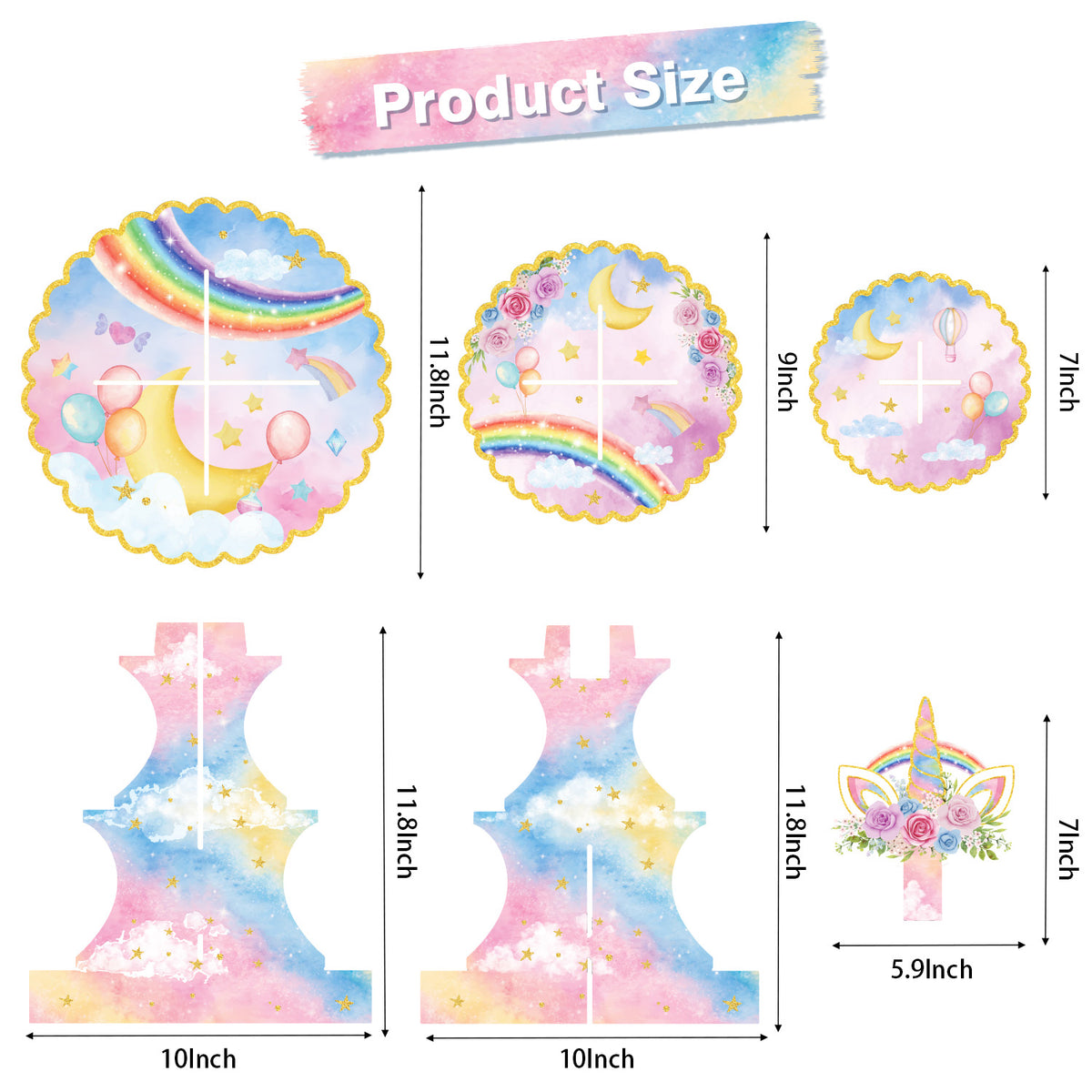 3 Tier Rainbow Cupcake Stand, Pastel CupCake Holder for Birthday Pink Blue Cardboard Cupcake Stand for Dessert Table Display, Rainbow Cup cake Stand for Birthday, Baby Shower, Wedding Decor