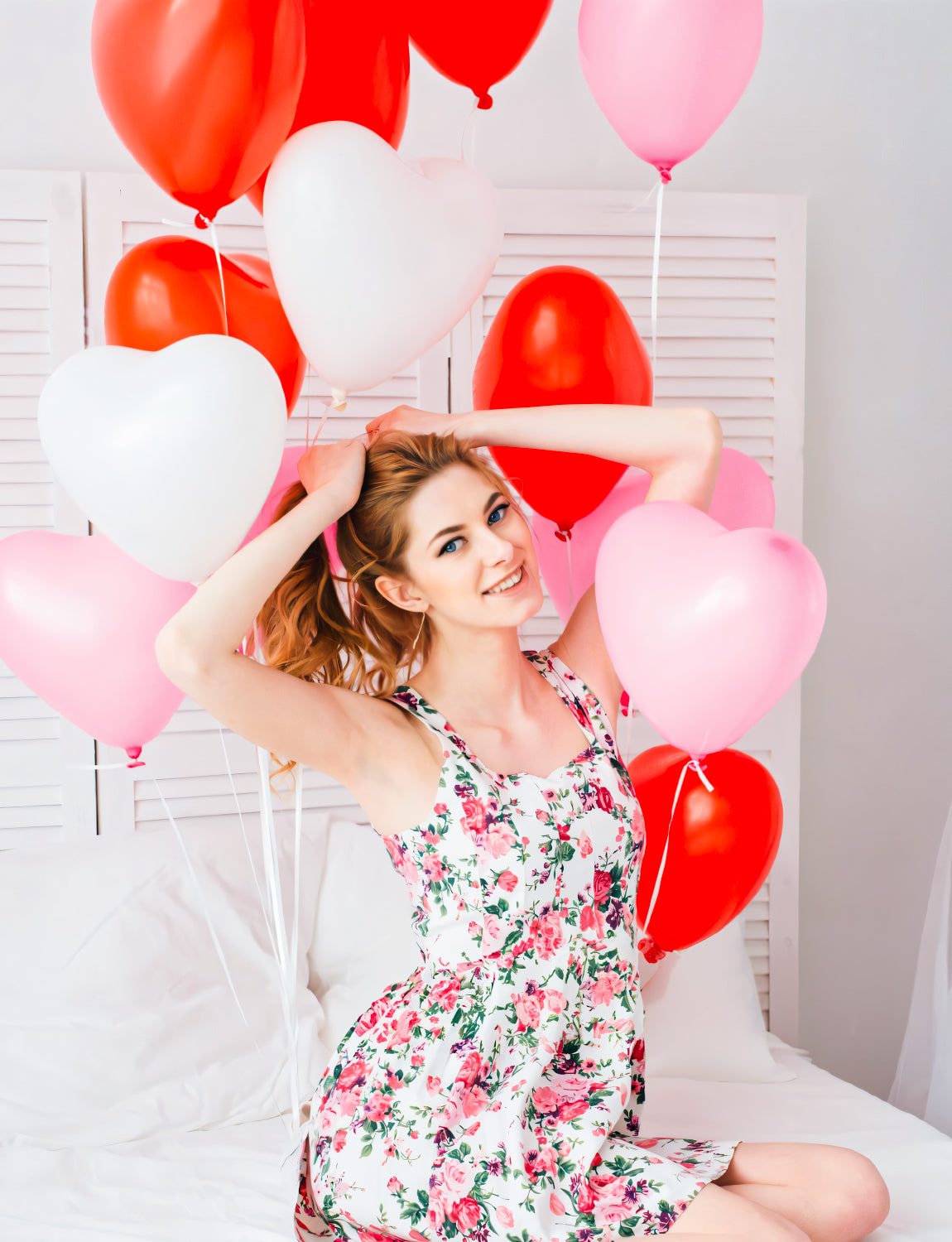 50 Pcs Heart Shaped Balloons, 12 Inch Latex Balloons, Romantic Valentine Balloons Kit, Red and Pink Balloons with Heart White Balloons, for Wedding Anniversary Engagement Valentines Day Decor