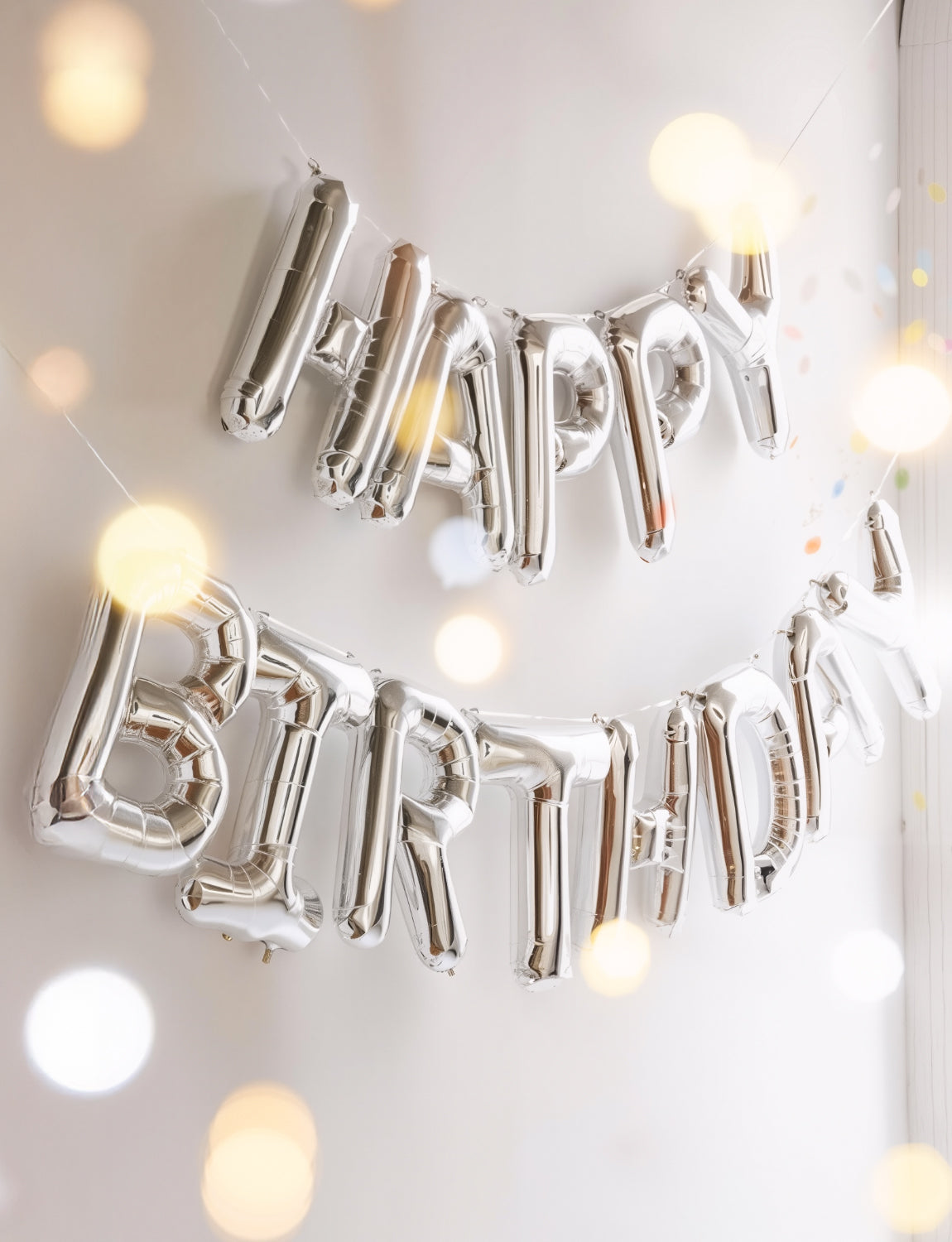 Haolongfa Happy Birthday Balloon Banner, 16 Inch Sliver Happy Birthday Foil Balloons, Sliver Hbd Balloons Letter Mylar Balloon, Birthday Sign Party Decorations for Women Men Boys Girls