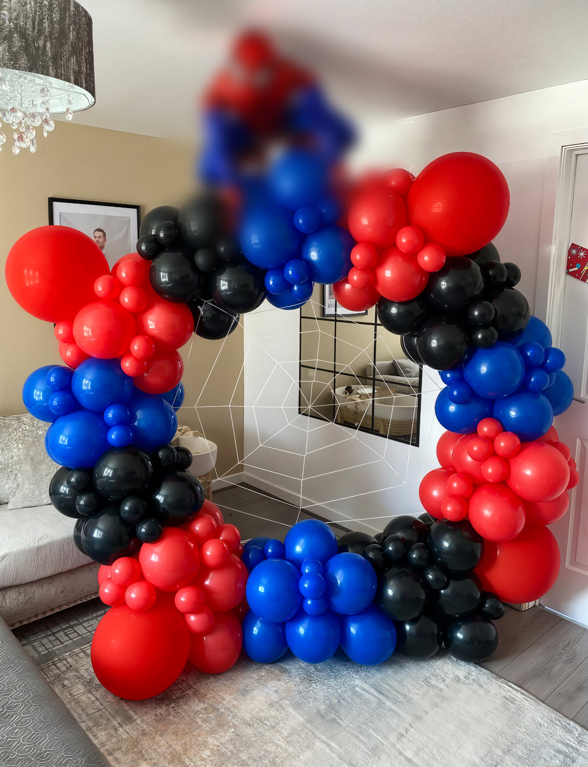Black Red and Blue Balloons Arch Garland Kit, 106pcs Spider Theme Balloon Arch Kit with Starburst Foil Balloons, Hero-Themed Party Decorations and Birthday Backdrop for Boys