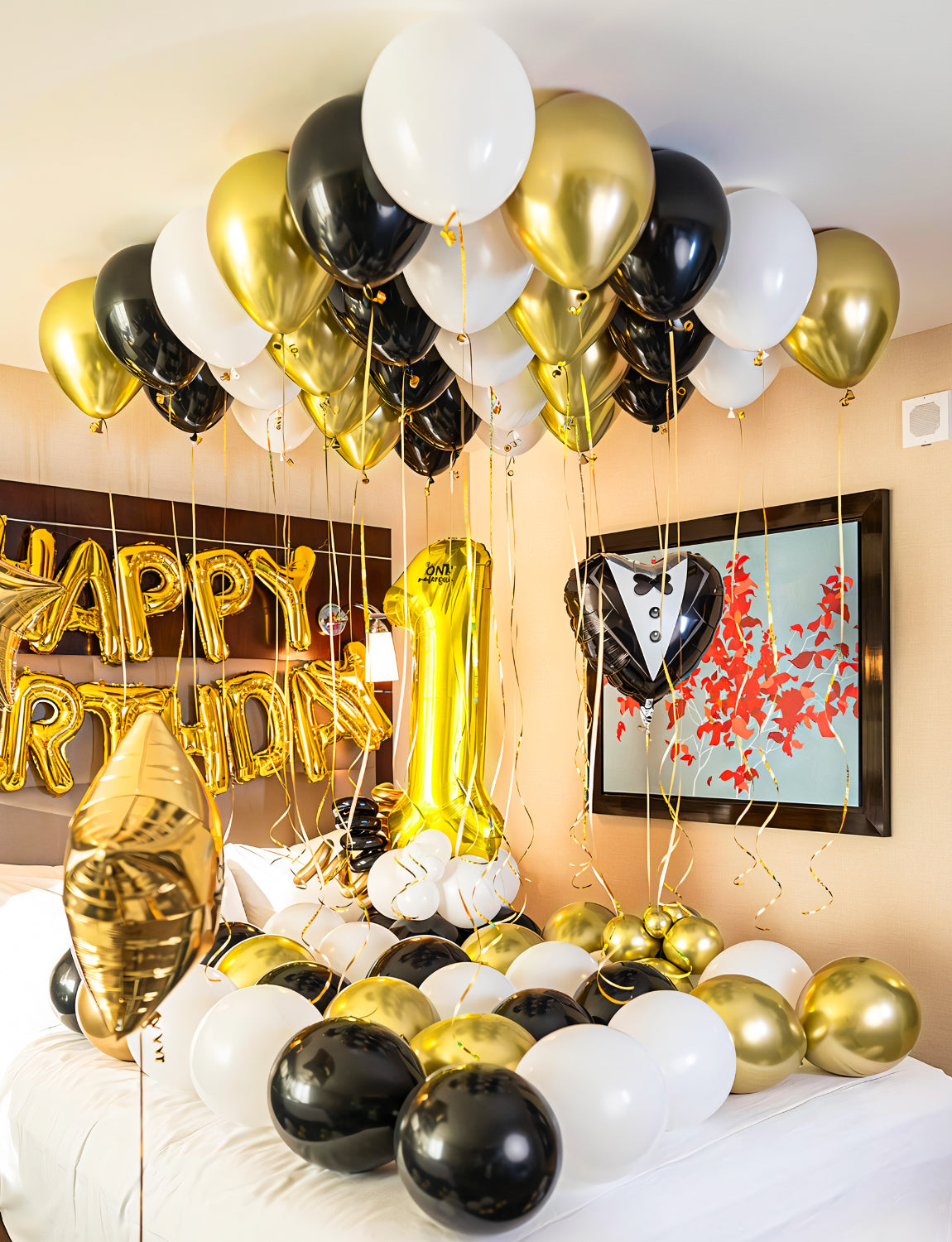 Haolongfa 12 Inch Black and Gold Balloons,60pcs Black White and Gold Confetti Balloons,Black and Gold Latex Balloons for Graduation Birthday Baby Shower Wedding Party Decorations