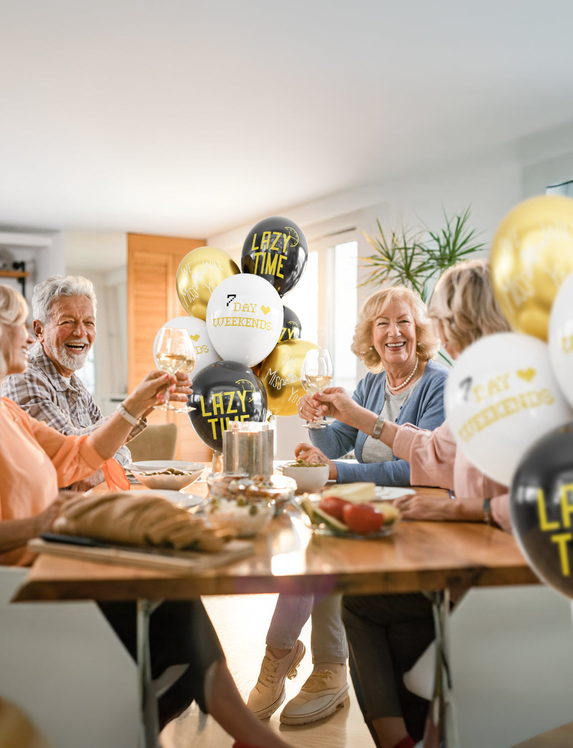 Haolongfa Happy Retirement Balloons - 12Inch Black Gold White Balloons, Funny Retirement Party Decorations for Men and Women, Farewell, Resignation Party, Coworker Goodbye, Family Send-Off