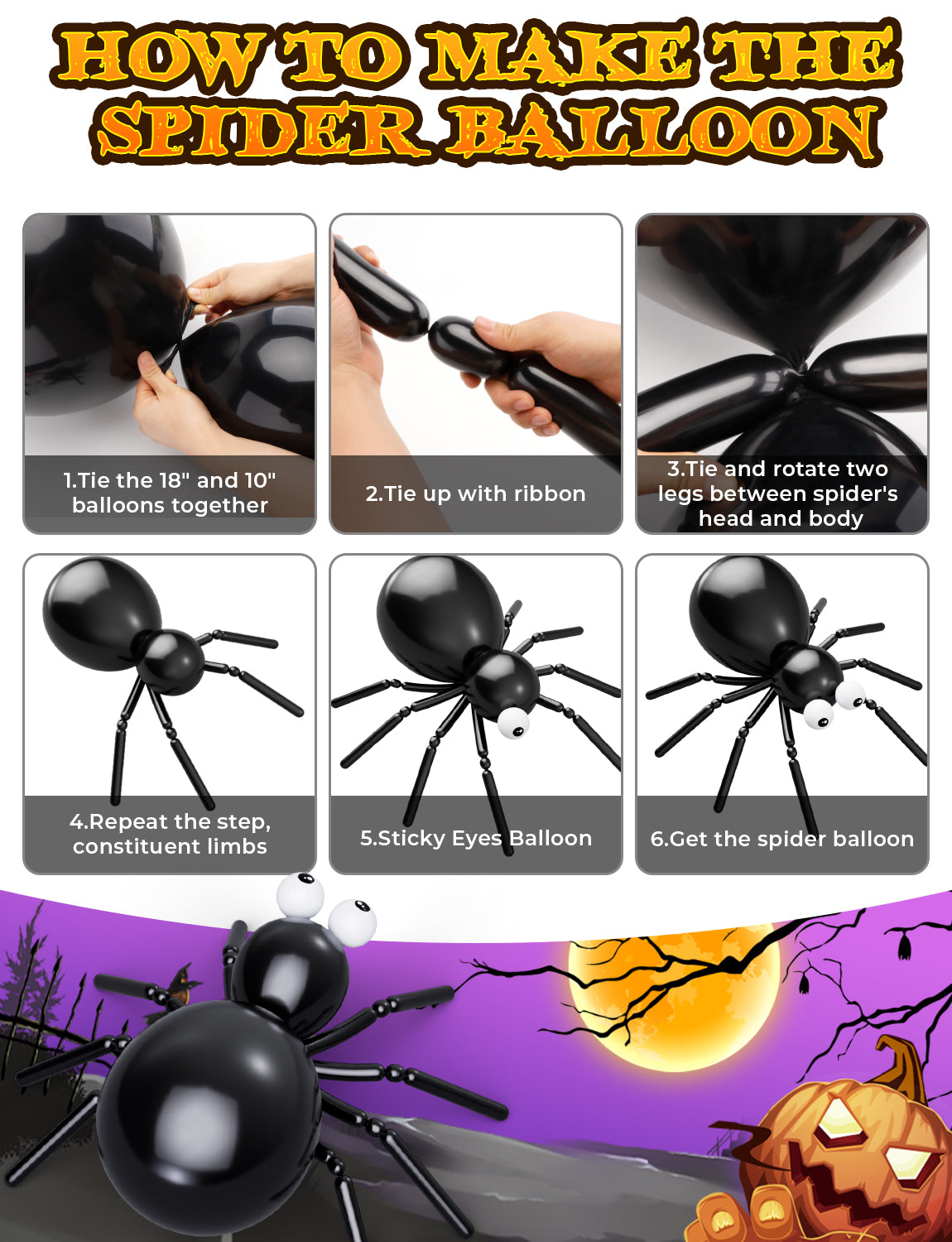 Haolongfa Halloween Balloons Garland Arch Kit,126pcs DIY Halloween Party Balloons With Black,Orange,Purple,Fruit Green,Confetti,Balloons,Boo Foil,Spider,Pumpkin Balloons for Halloween Party Decorations Indoor
