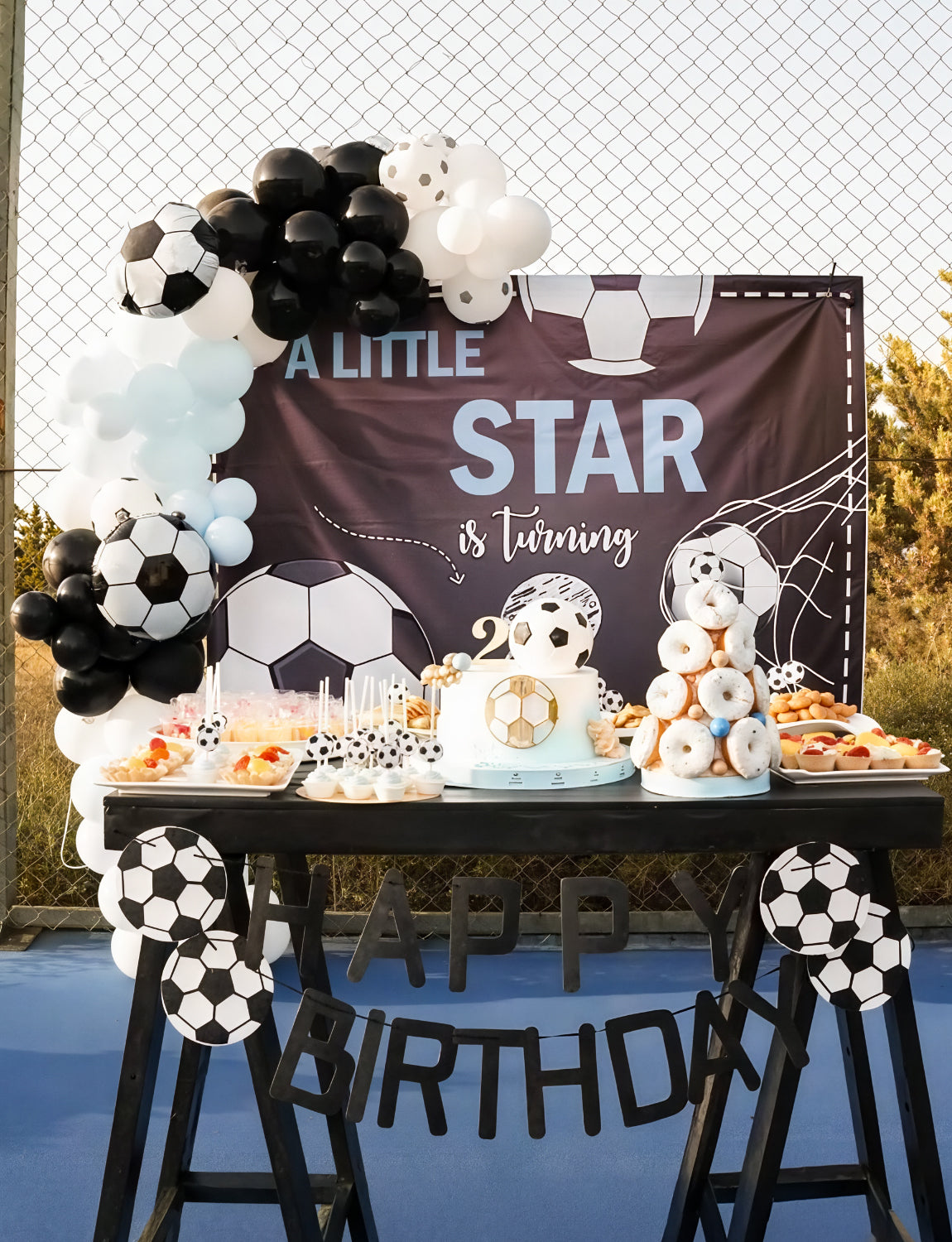 Soccer Balloon Garland Arch Kit - Black and White Football Print Balloons Arch Kit with Foil Football Starburst Balloon for Sports Fan, Birthday Party, Baby Shower, Soccer Theme Party Decorations