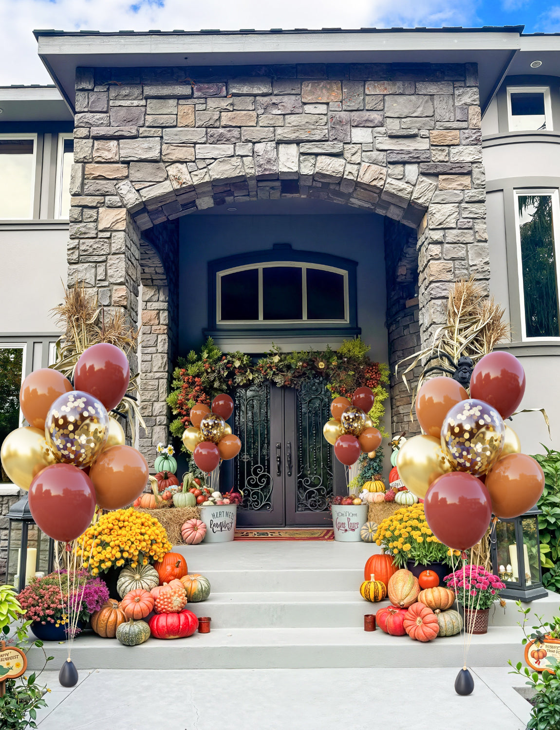Fall Balloons, 50Pcs 12 In Thanksgiving Balloons in Coco Brown Gold Confetti, Autumn Latex Balloons for Family Dinner, Harvest Festival, Fall Party & Thanksgiving Decorations