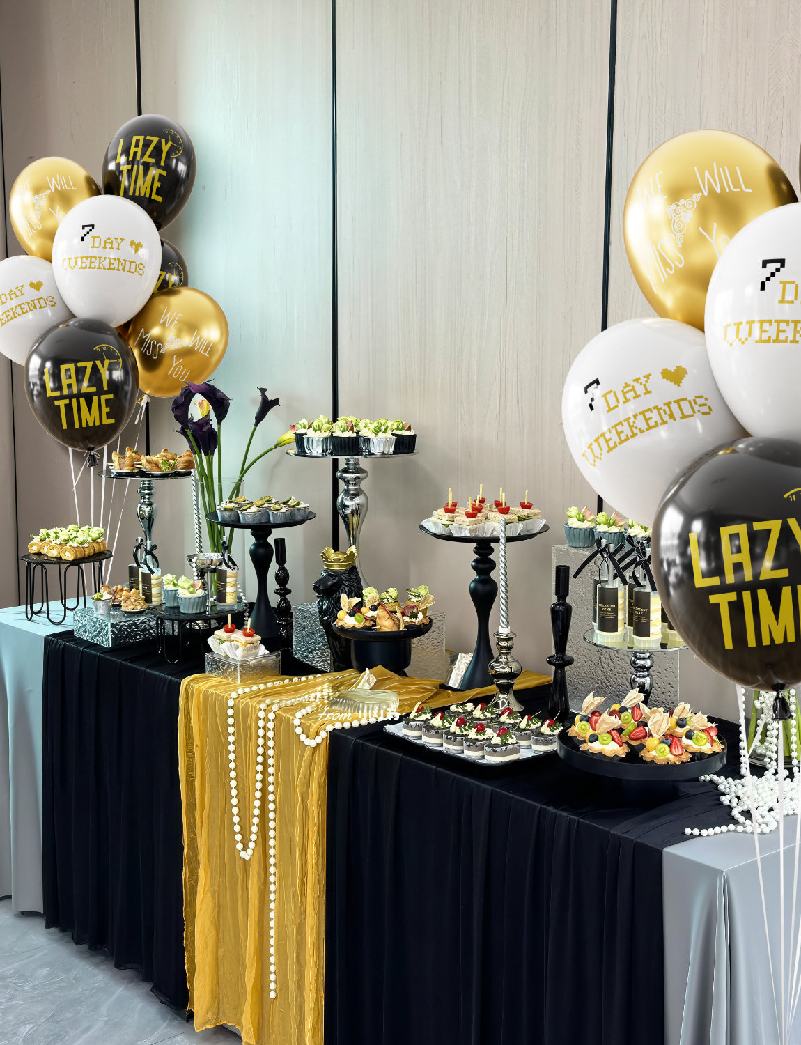 Haolongfa Happy Retirement Balloons - 12Inch Black Gold White Balloons, Funny Retirement Party Decorations for Men and Women, Farewell, Resignation Party, Coworker Goodbye, Family Send-Off