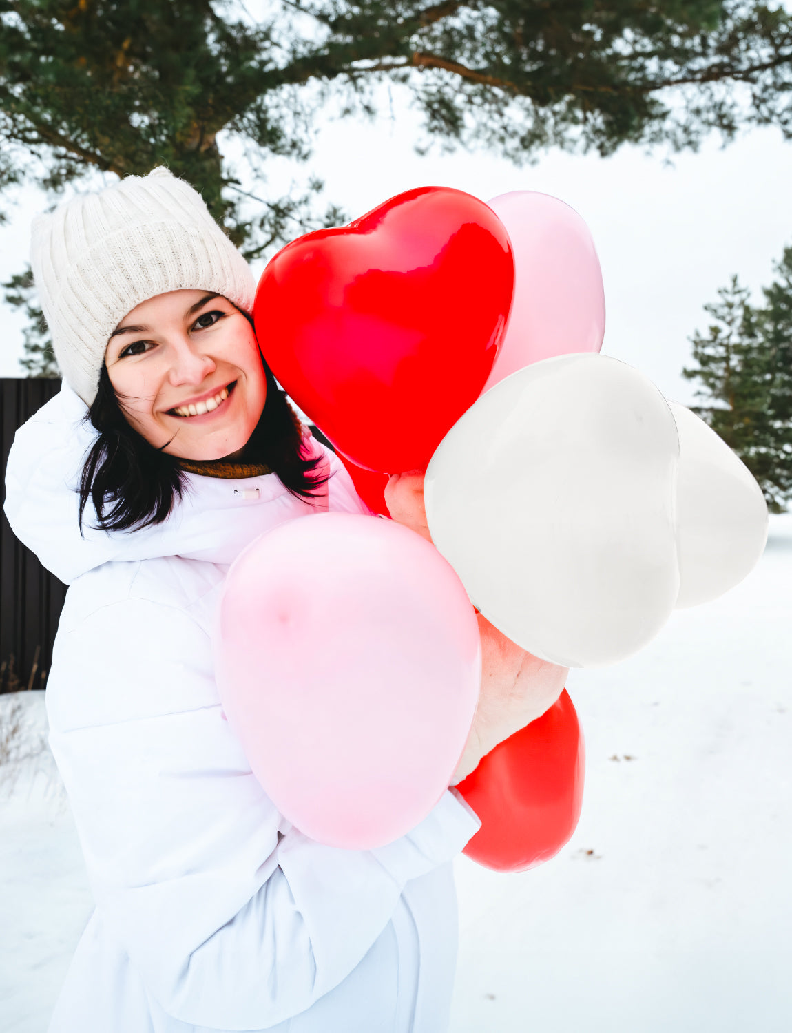 50 Pcs Heart Shaped Balloons, 12 Inch Latex Balloons, Romantic Valentine Balloons Kit, Red and Pink Balloons with Heart White Balloons, for Wedding Anniversary Engagement Valentines Day Decor