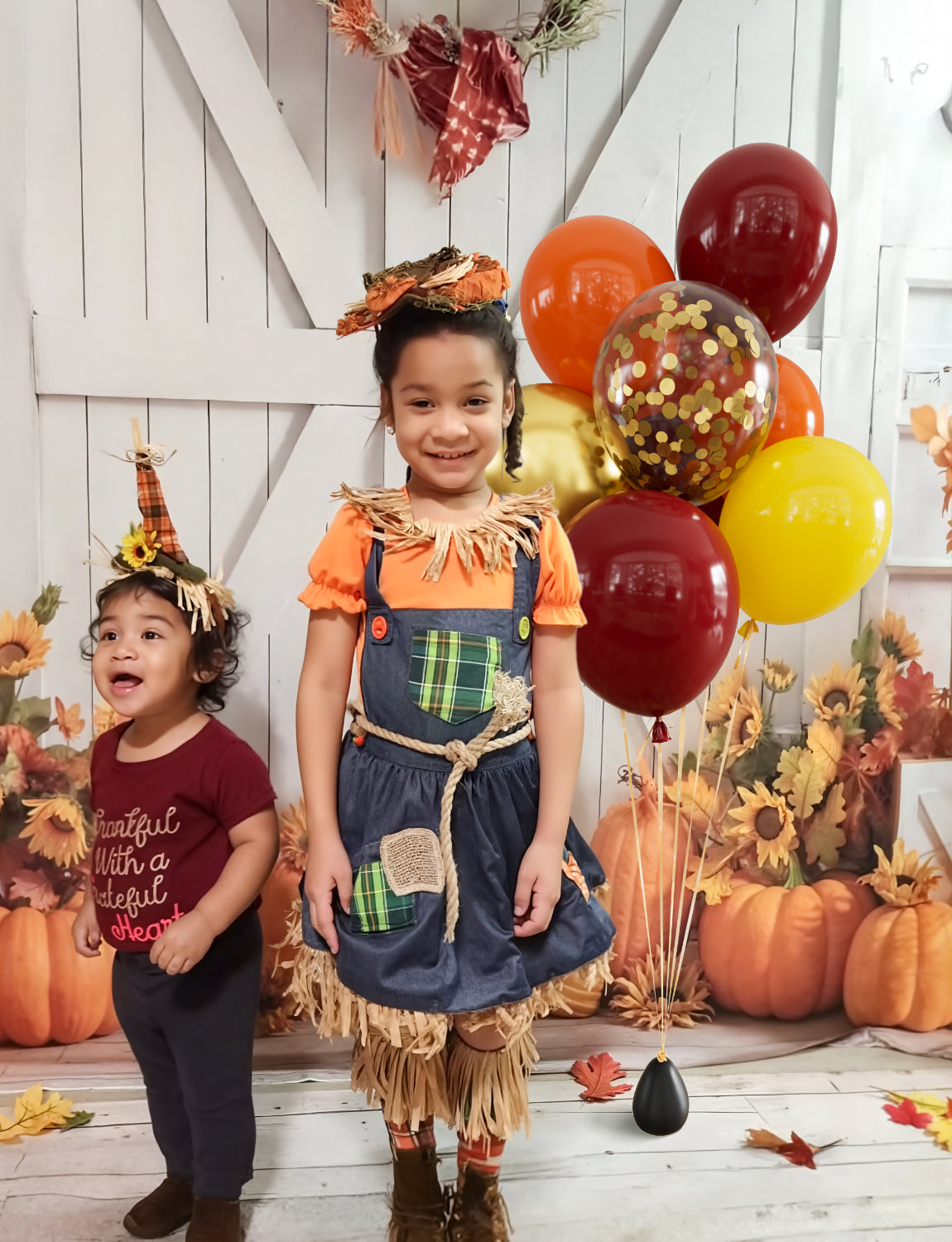Fall Balloons, 50Pcs 12 In Thanksgiving Balloons in Burgundy Gold Orange Yellow Confetti, Autumn Latex Balloons for Family Dinner, Harvest Festival, Fall Party & Thanksgiving Decorations