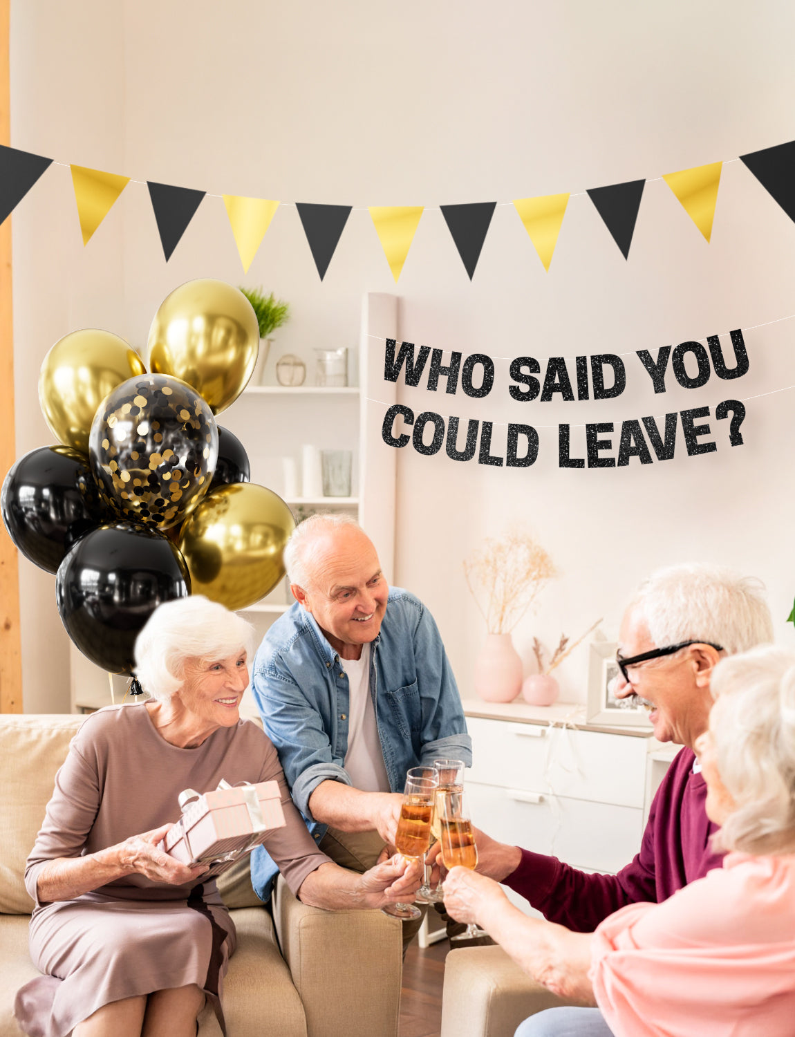 Farewell Party Decorations - Who Said You Could Leave Banner, Black and Gold Balloons, Funny Going Away Retirement Party Decorations for Men Women, Coworker Goodbye Party Supplies