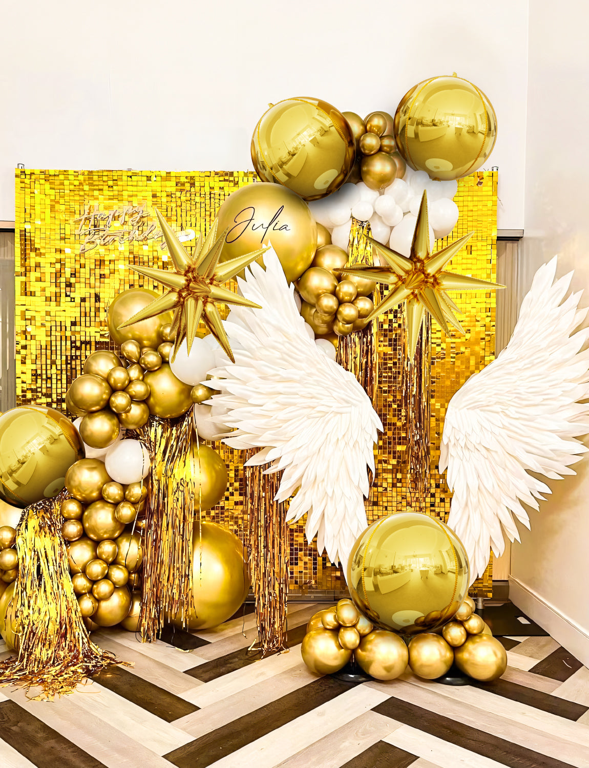 Haolongfa Large Gold Foil Balloons 22 Inch, Big Gold Mylar Balloons Set For Gold Party Decorations,Unique Starburst Balloons, for 70s 80s 90s Theme Disco Party Supplies,Gold New Years Eve Party 6 PCS
