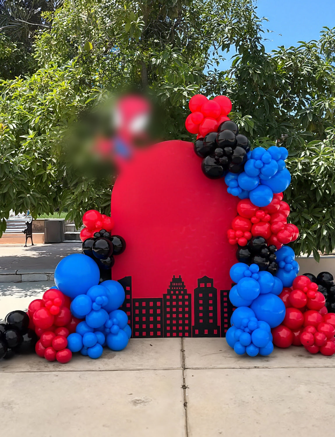 Black Red and Blue Balloons Arch Garland Kit, 106pcs Spider Theme Balloon Arch Kit with Starburst Foil Balloons, Hero-Themed Party Decorations and Birthday Backdrop for Boys