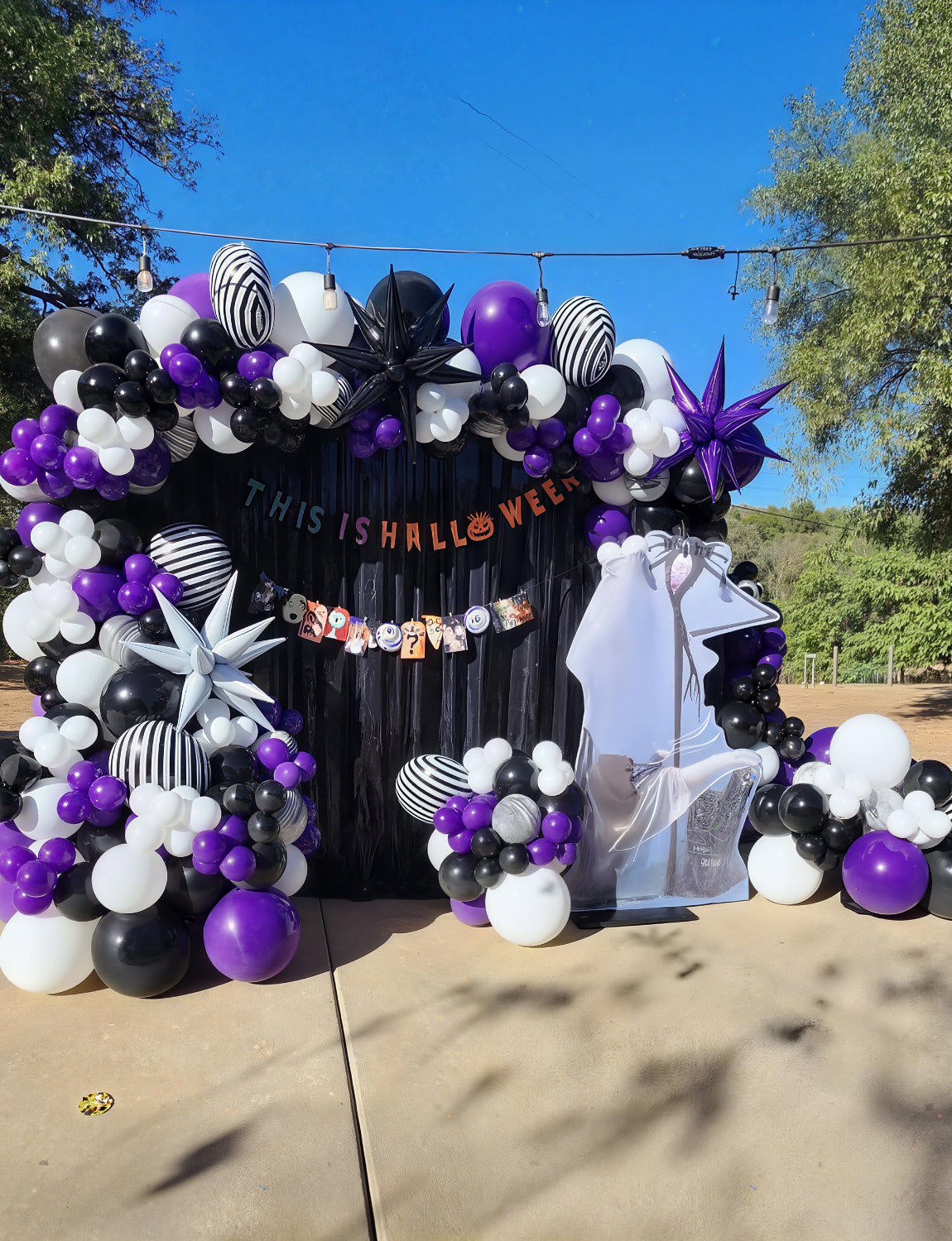 Halloween Balloon Garland Arch Kit, 135PCS Purple Black Silver Balloons with Foil Starburst Balloons for Spooky Party, Dark Style Birthday, Gothic Theme Halloween Party Decorations