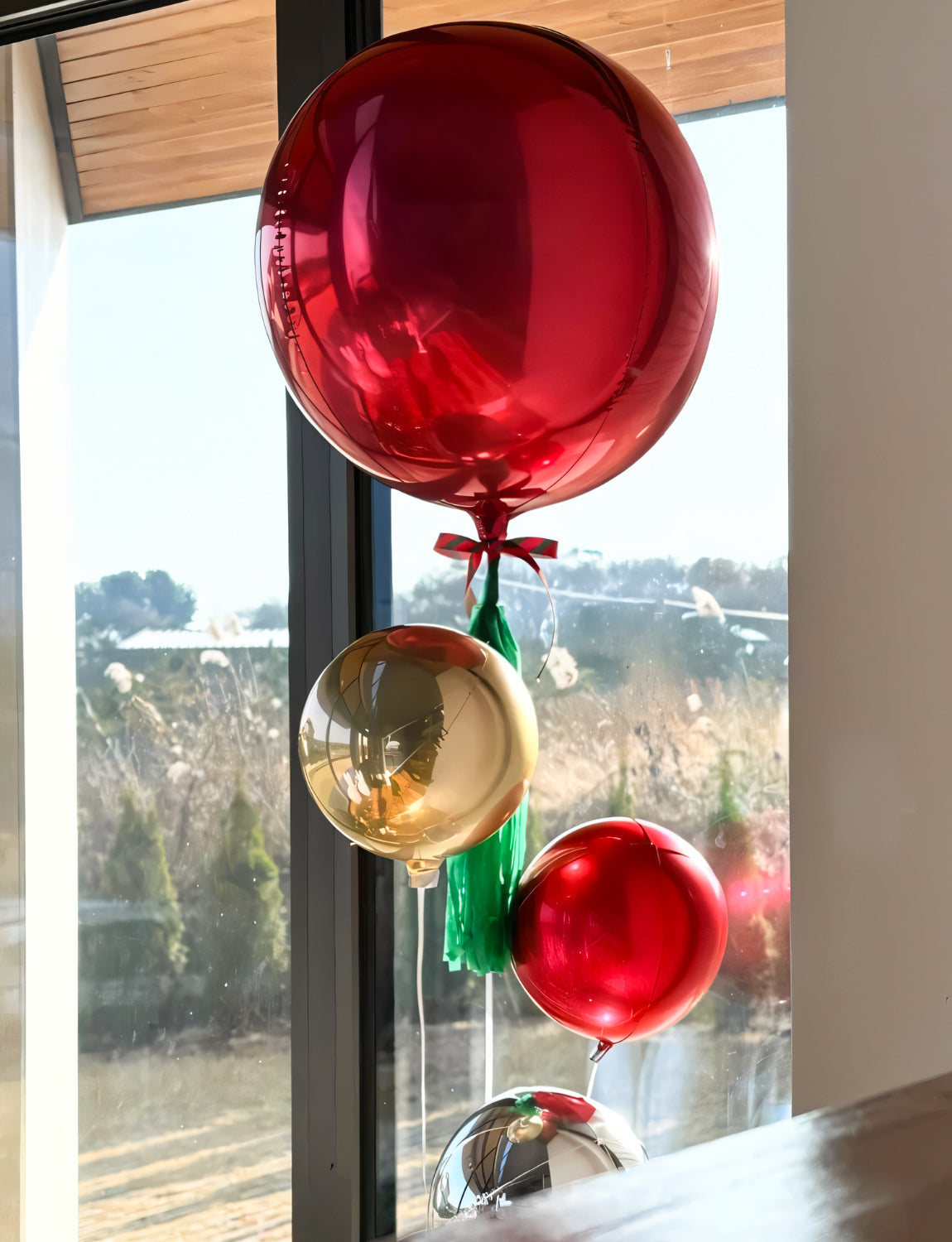Haolongfa 14PCS Red Foil Balloons Set - 22/18/10 Inch 4D Round Metallic Red Mylar Balloons for Birthdays, Weddings, Valentines, Graduation Party Decorations